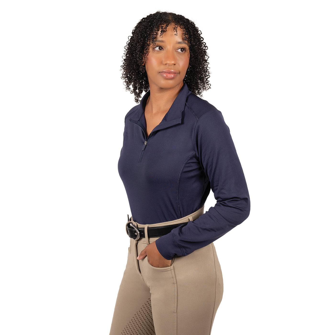 TemTeq Navy Winter Riding Shirt Large-Vest-Consignment-Evolution Equestrian Co.