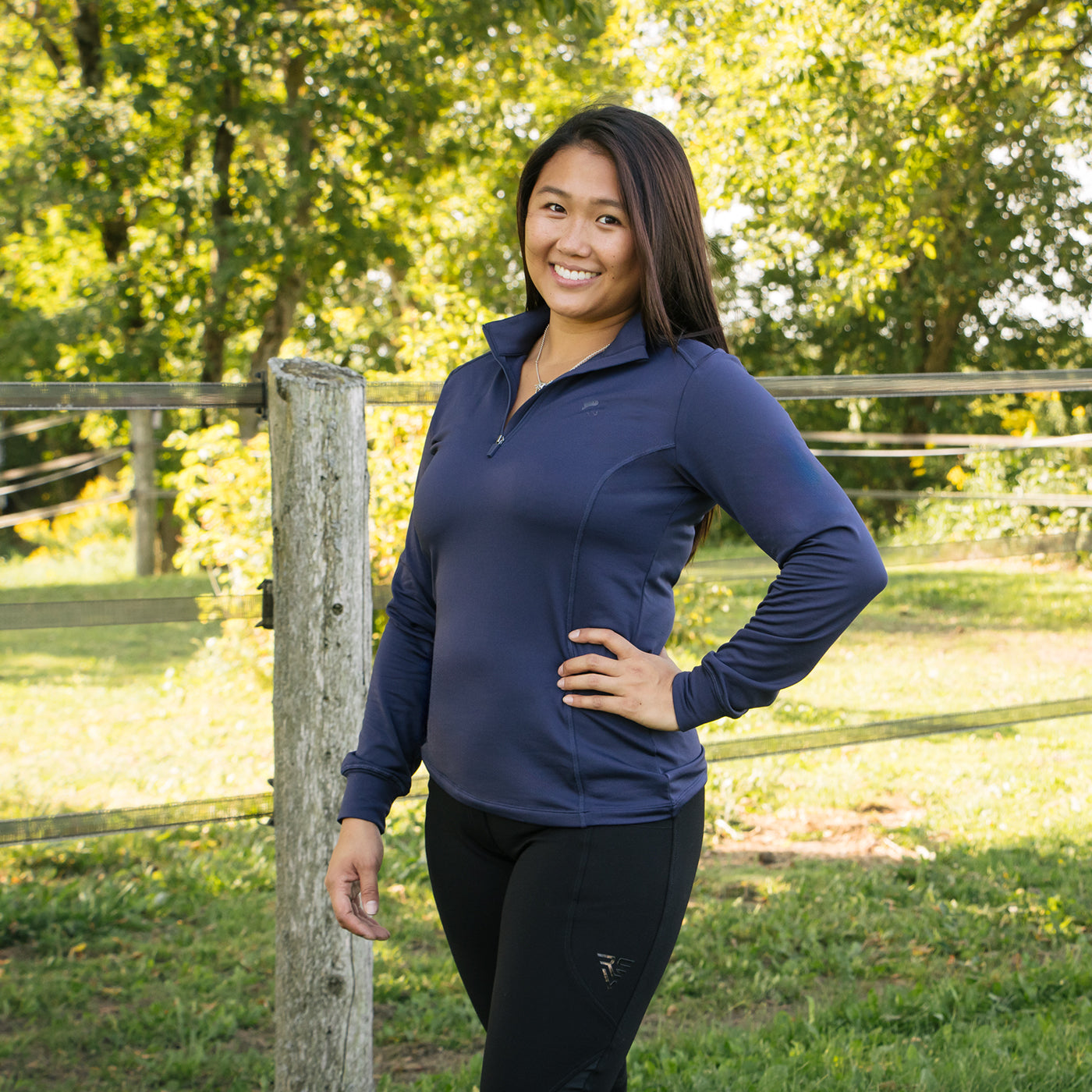 TemTeq Navy Winter Riding Shirt Large-Vest-Consignment-Evolution Equestrian Co.