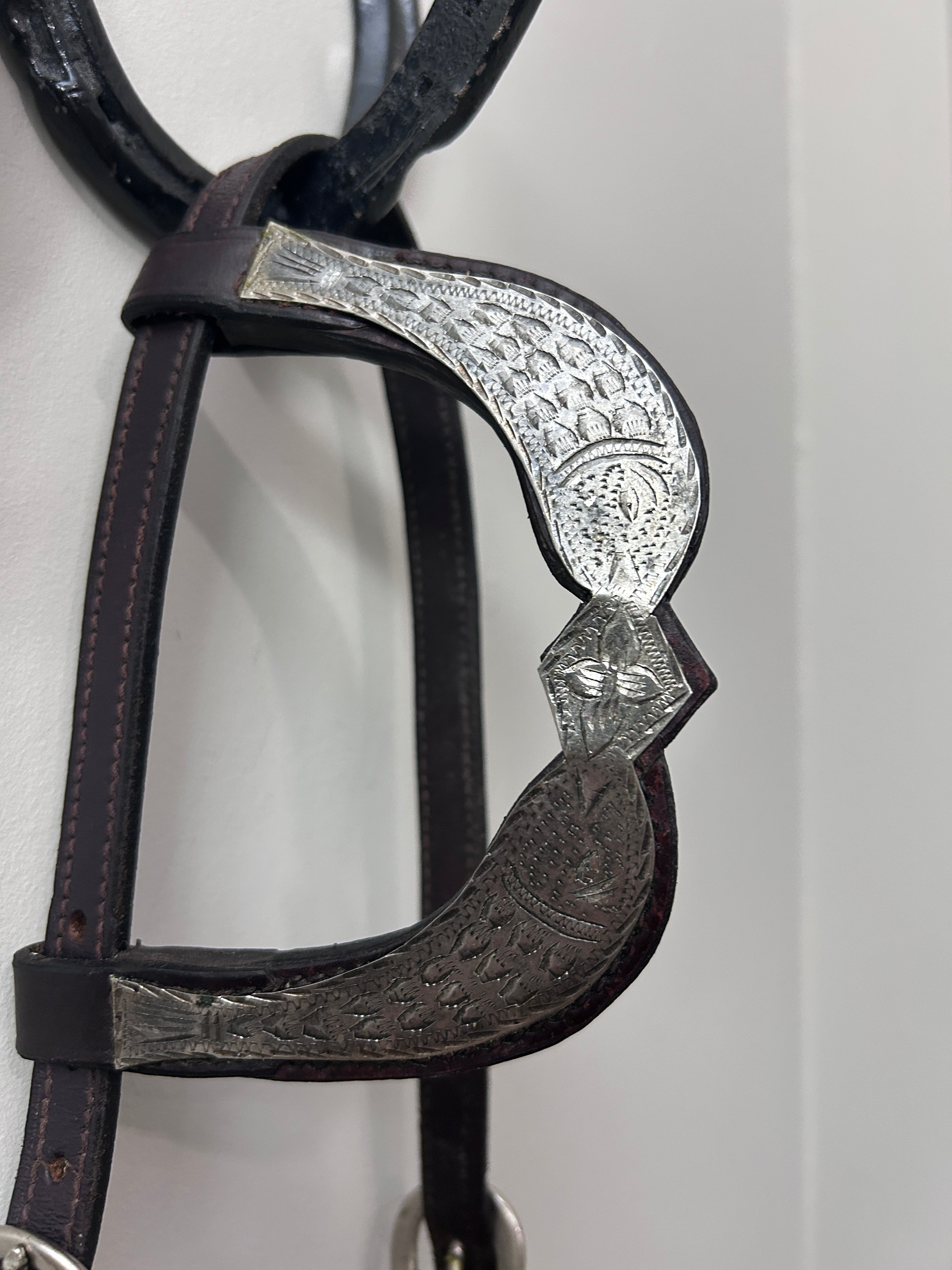 Dark Oil One Ear Fish Headstall-Western Headstall-Consignment-Evolution Equestrian Co.