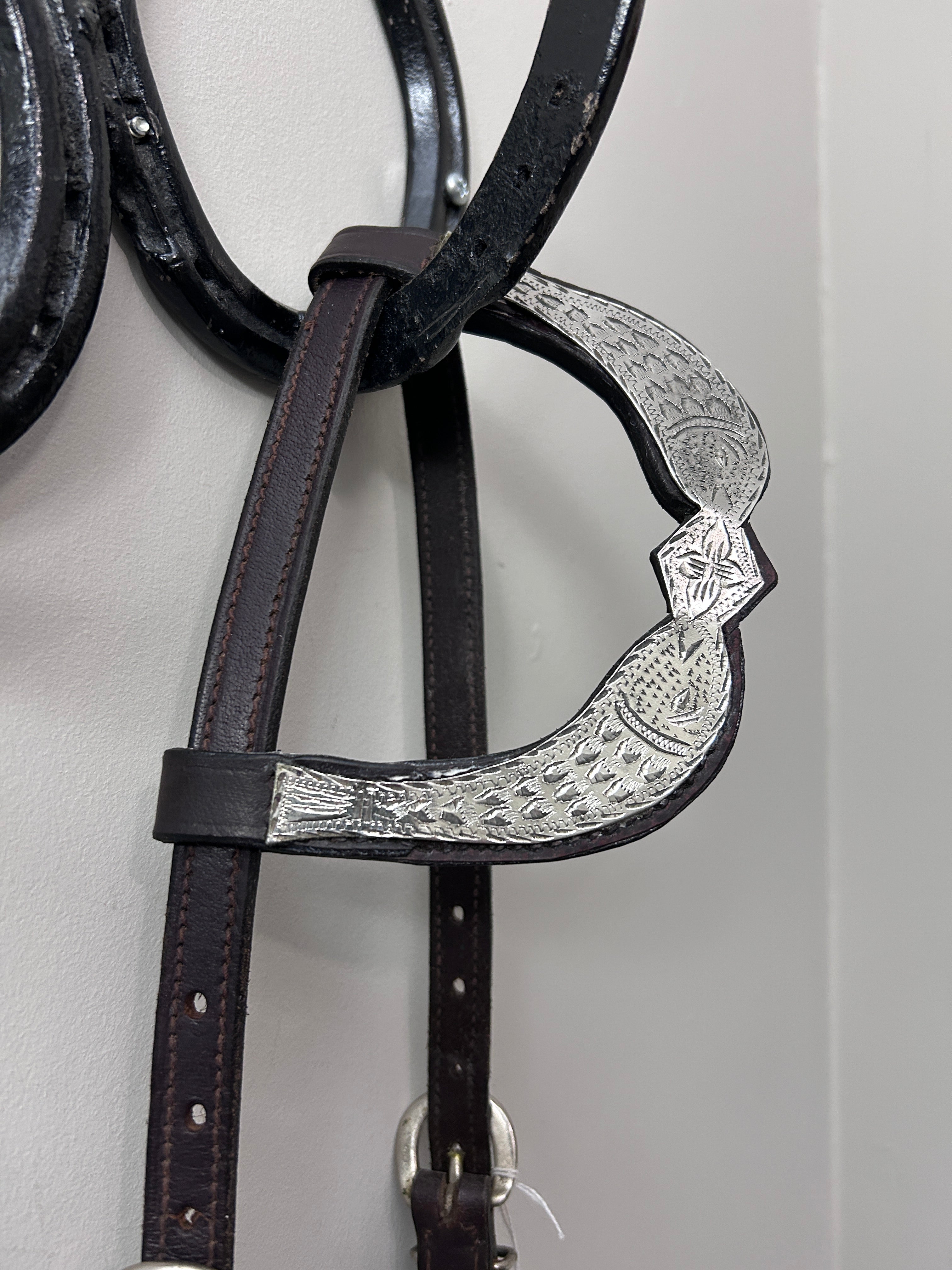 Dark Oil One Ear Fish Headstall-Western Headstall-Consignment-Evolution Equestrian Co.