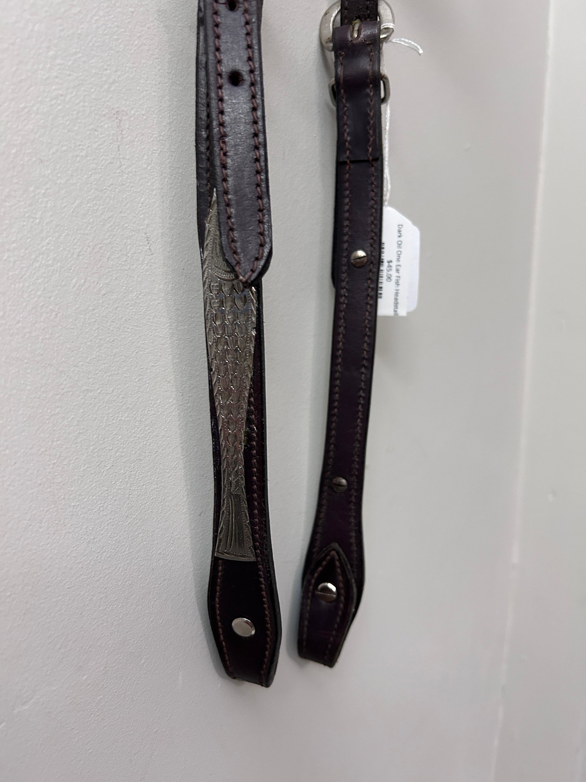 Dark Oil One Ear Fish Headstall-Western Headstall-Consignment-Evolution Equestrian Co.