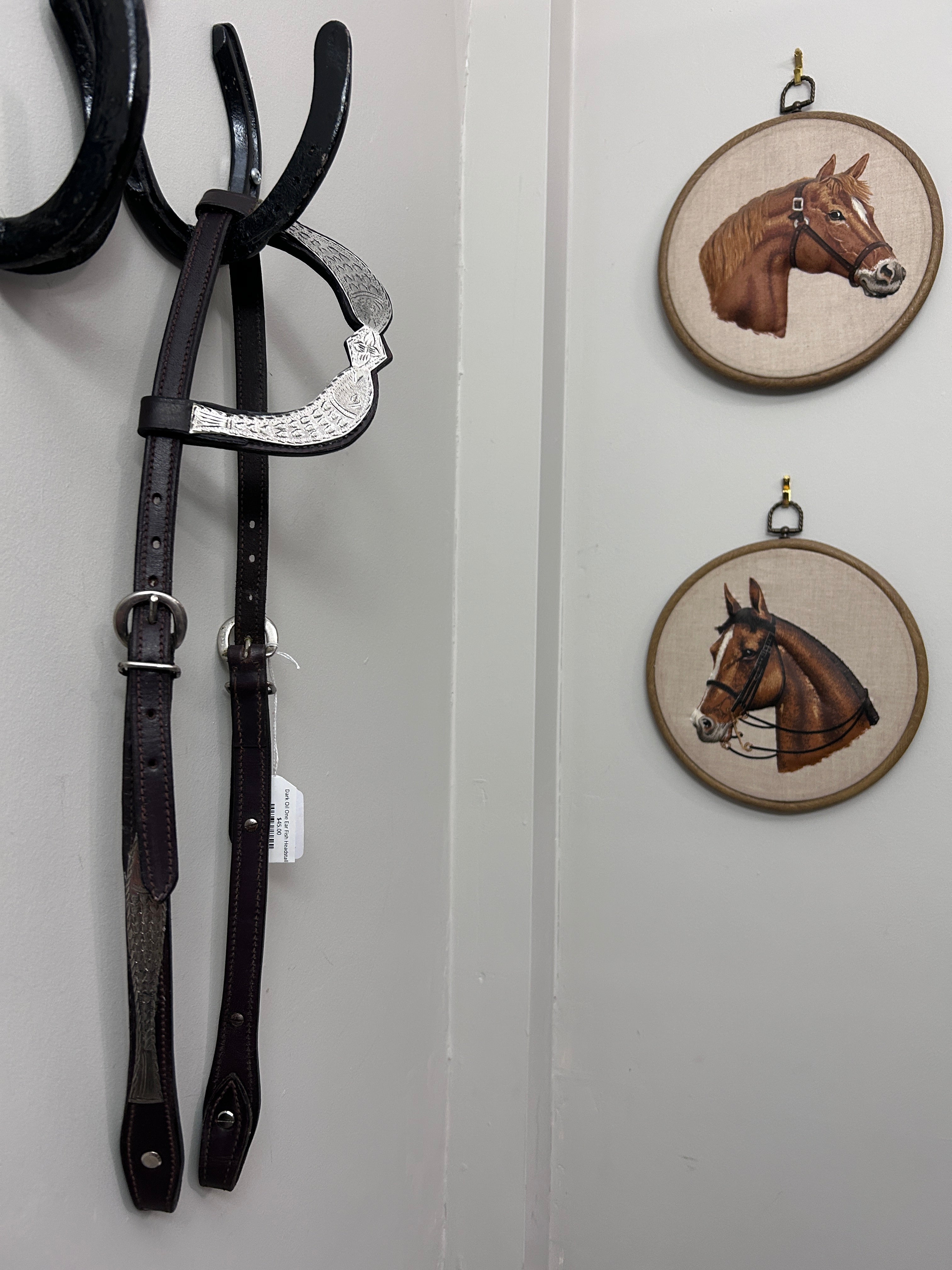 Dark Oil One Ear Fish Headstall-Western Headstall-Consignment-Evolution Equestrian Co.