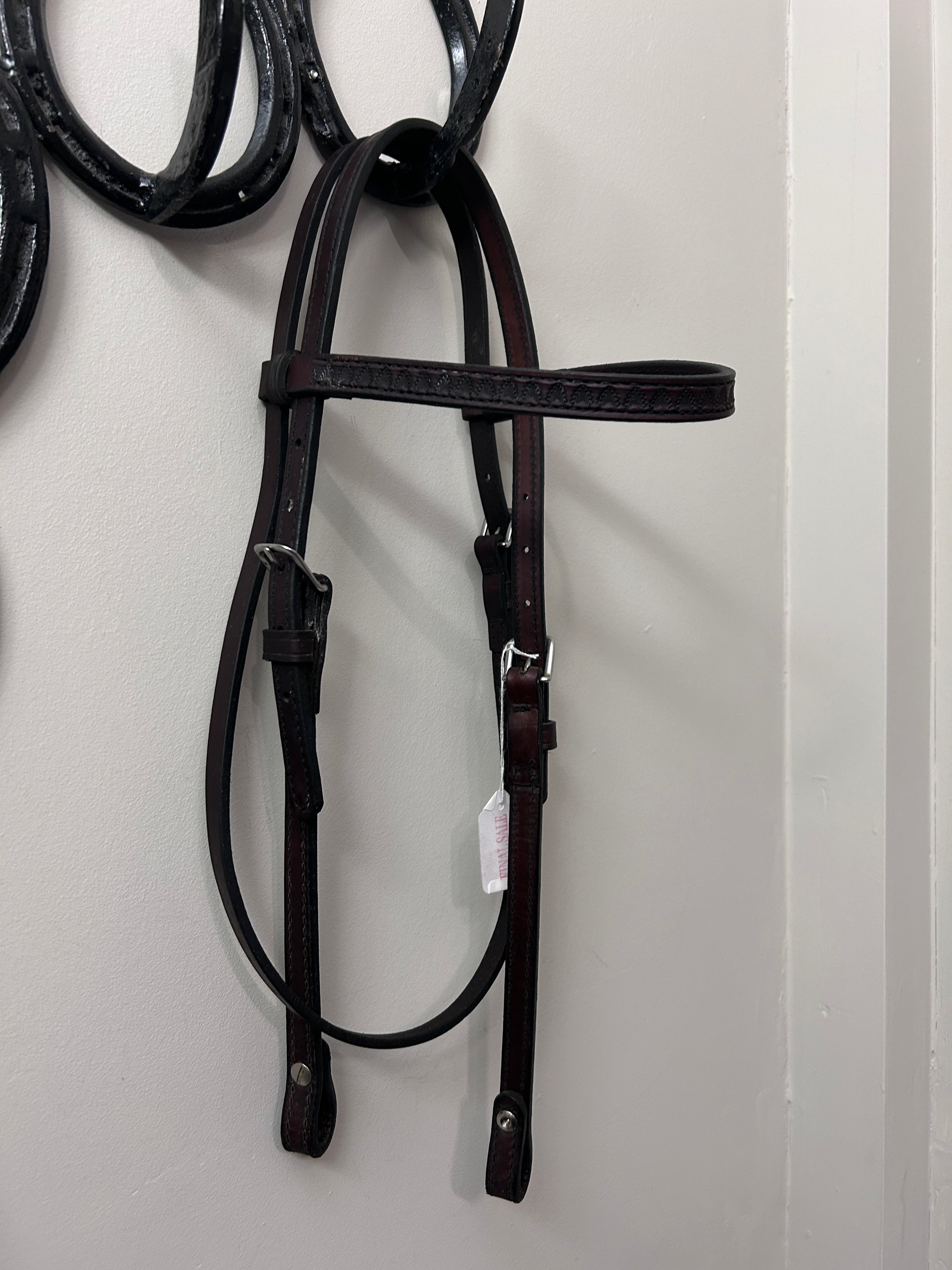 Dark Oil Stamped Browband Headstall-Western Headstall-Consignment-Evolution Equestrian Co.