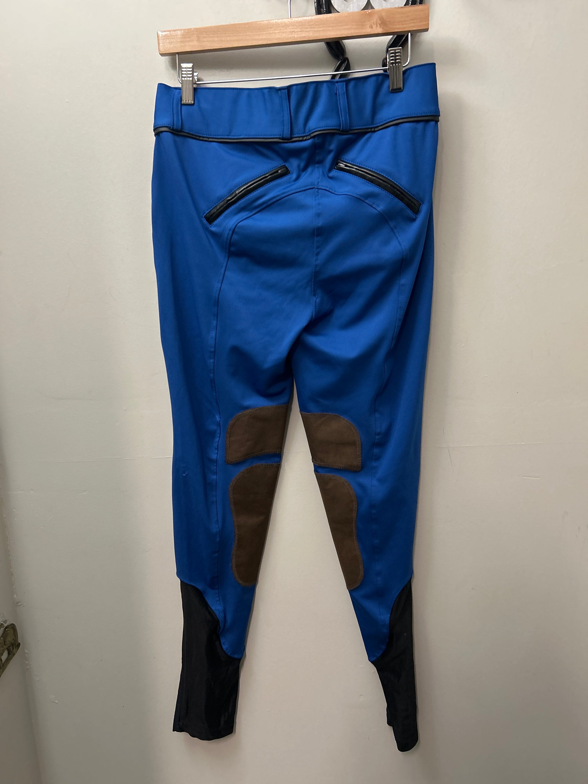 Derby Blue Knee Patch Riding Breeches XL-Breeches-Consignment-Evolution Equestrian Co.