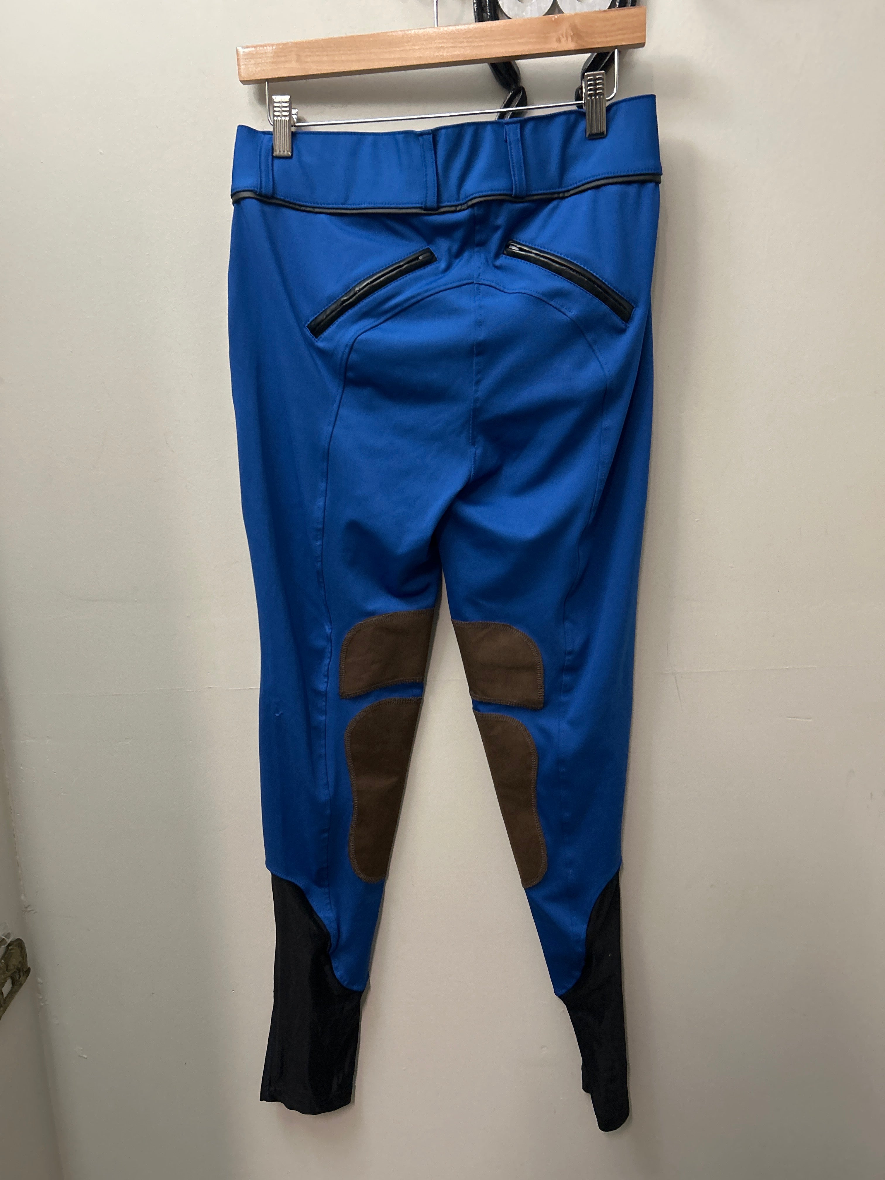 Derby Blue Knee Patch Riding Breeches XL-Breeches-Consignment-Evolution Equestrian Co.