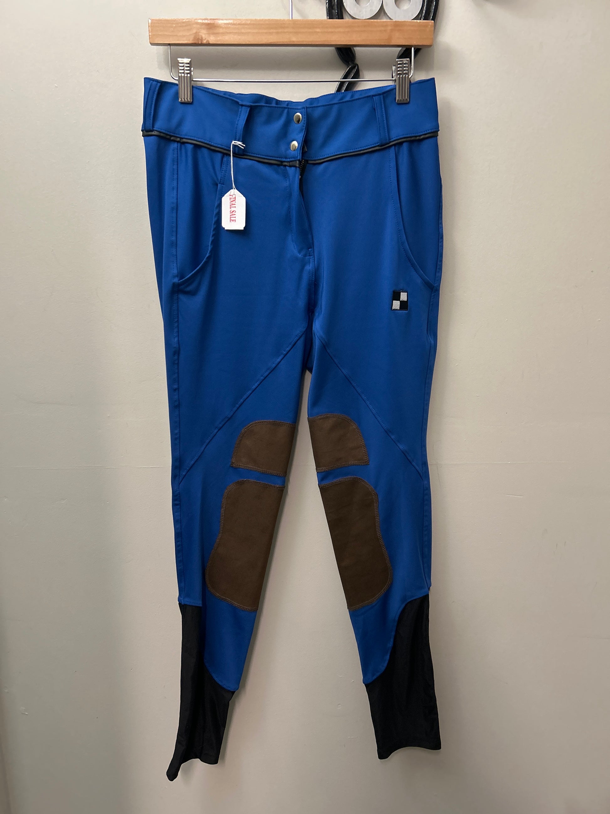 Derby Blue Knee Patch Riding Breeches XL-Breeches-Consignment-Evolution Equestrian Co.