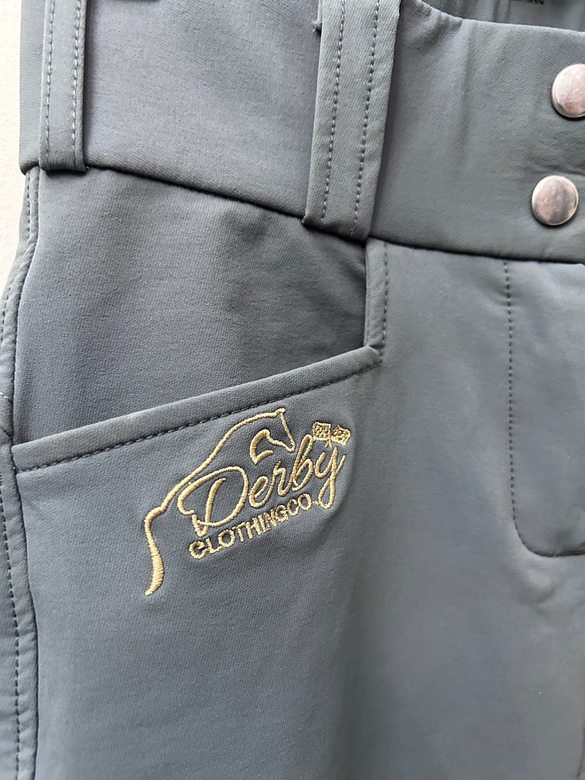Derby Clothing Full Seat Grey Breeches 24-Breeches-Consignment-Evolution Equestrian Co.