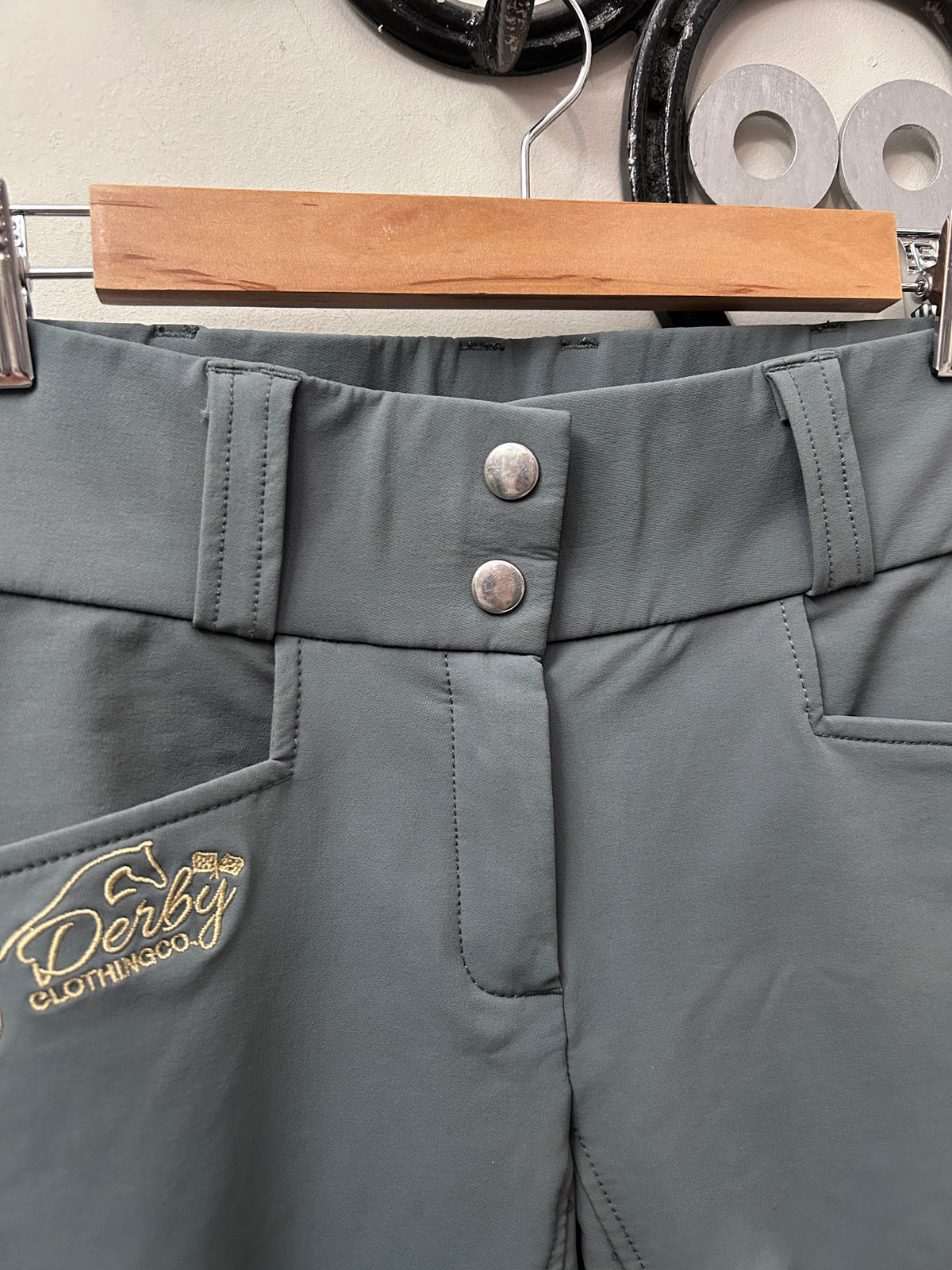 Derby Clothing Full Seat Grey Breeches 24-Breeches-Consignment-Evolution Equestrian Co.