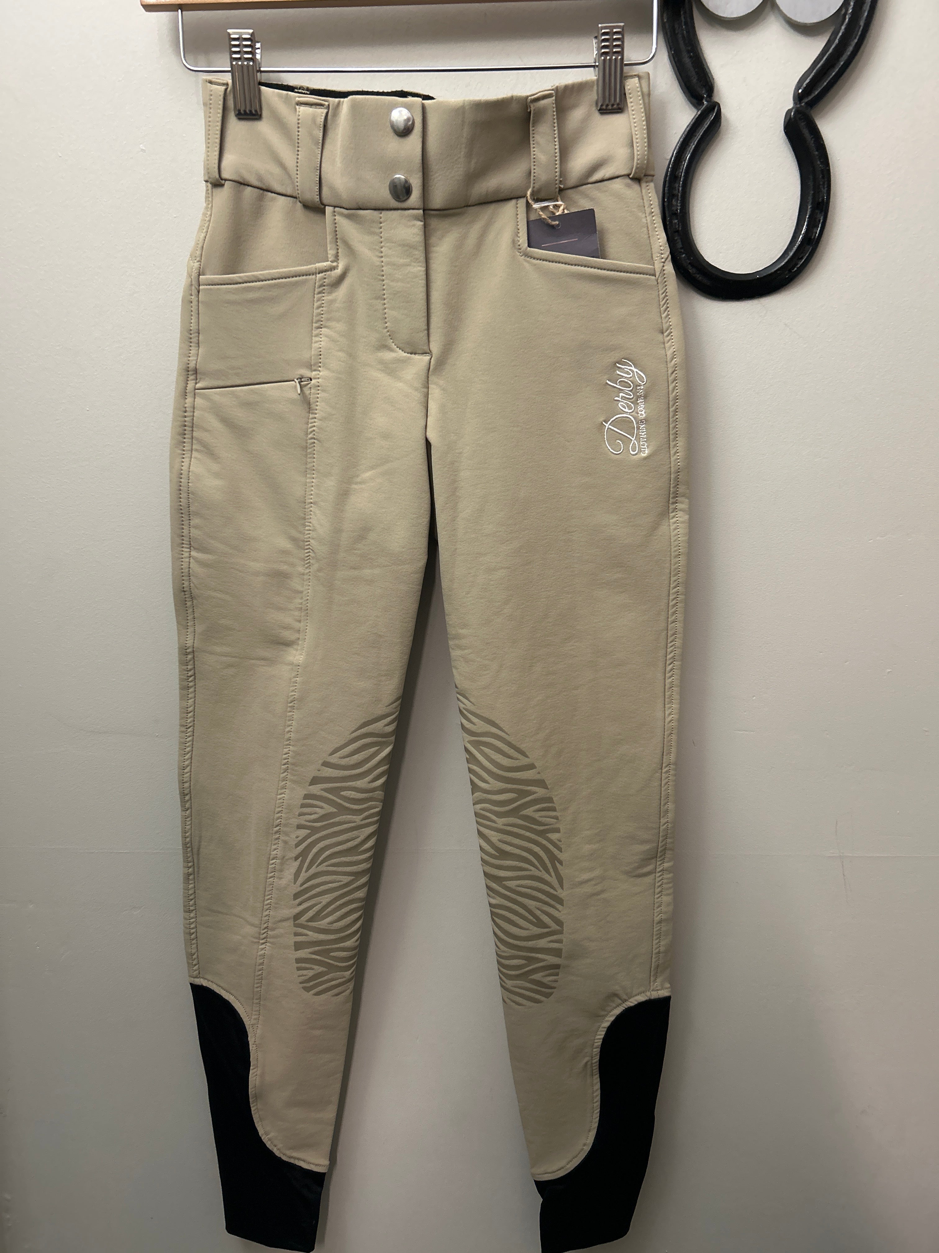 Derby Watari Breeches Knee Patch Tan 20-Breeches-Consignment-Evolution Equestrian Co.