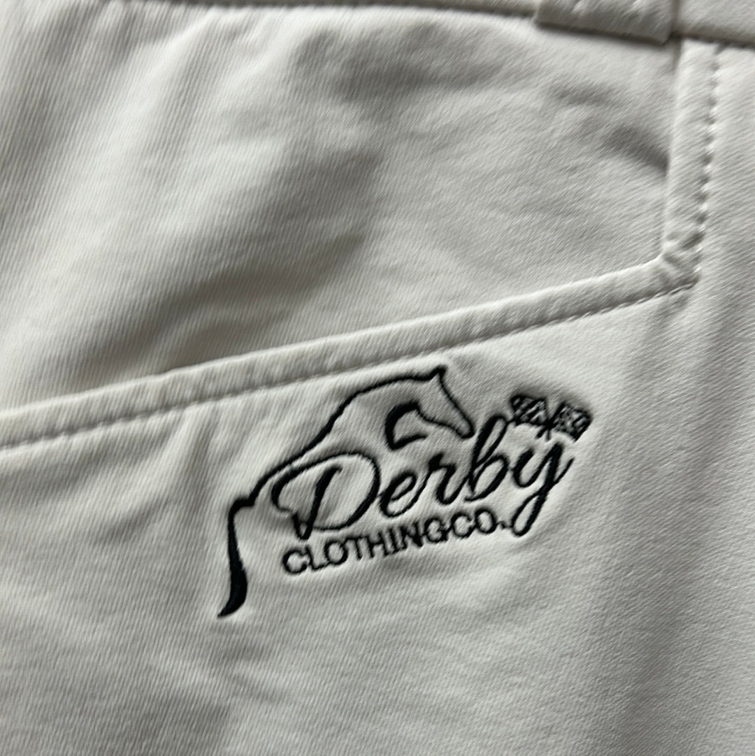 Derby White Knee Patch Breeches 48 EU / 36 US-Breeches-Consignment-Evolution Equestrian Co.