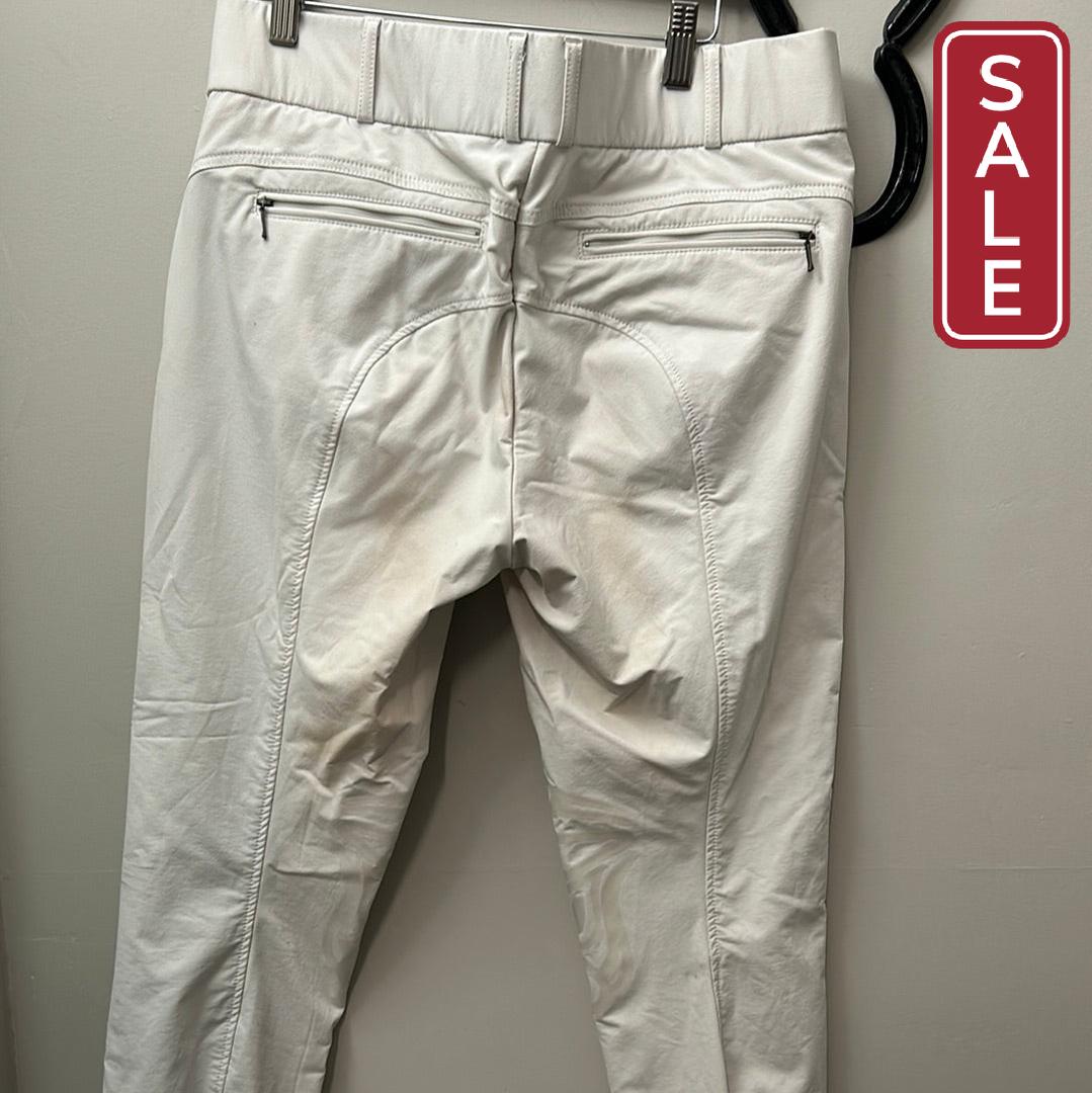 Derby White Knee Patch Breeches 48 EU / 36 US-Breeches-Consignment-Evolution Equestrian Co.