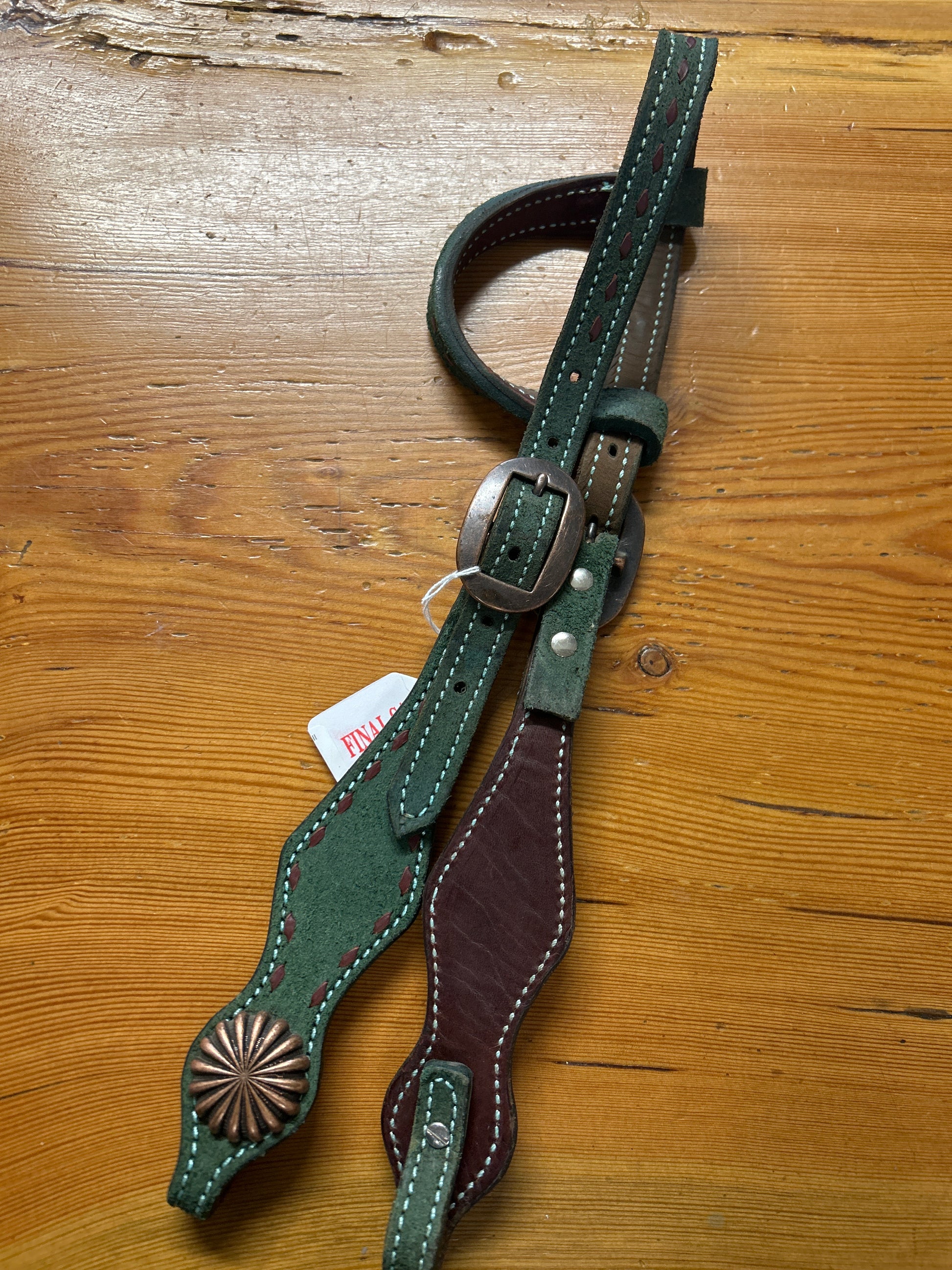 Desert Rose Buckstitch Headstall-Western Headstall-Consignment-Evolution Equestrian Co.