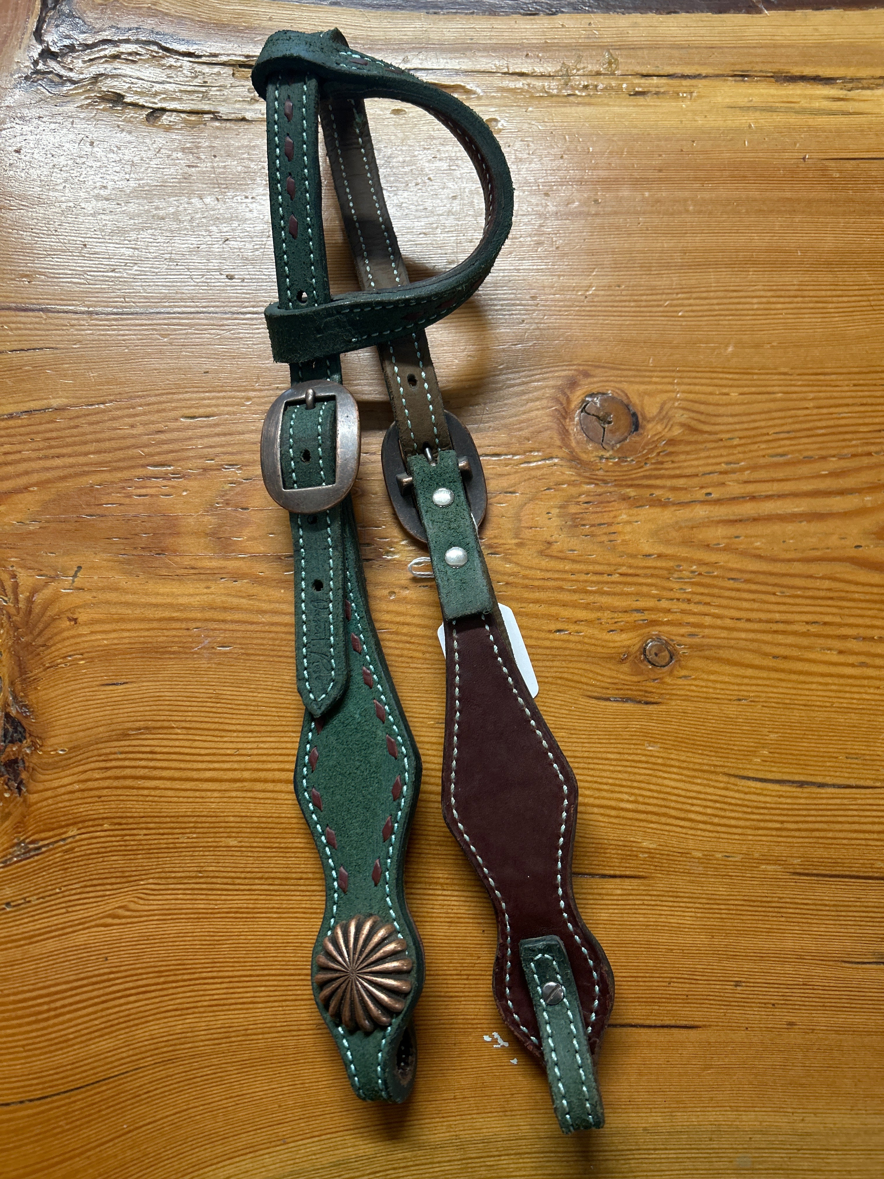 Desert Rose Buckstitch Headstall-Western Headstall-Consignment-Evolution Equestrian Co.