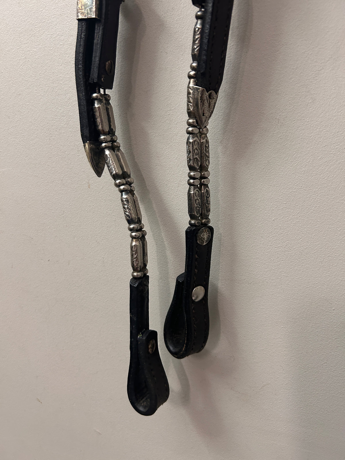 Double Ear Dark Oil Silver Headstall-Western Headstall-Consignment-Evolution Equestrian Co.