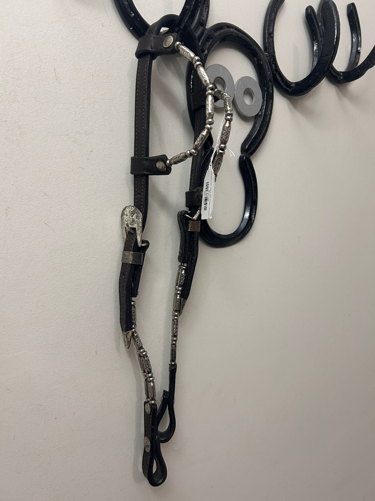 Double Ear Dark Oil Silver Headstall-Western Headstall-Consignment-Evolution Equestrian Co.