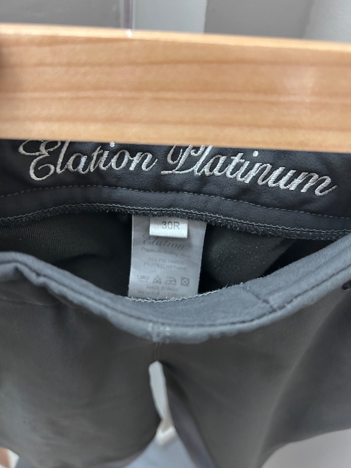 Elation Platinum Side Zip Grey Breeches 30