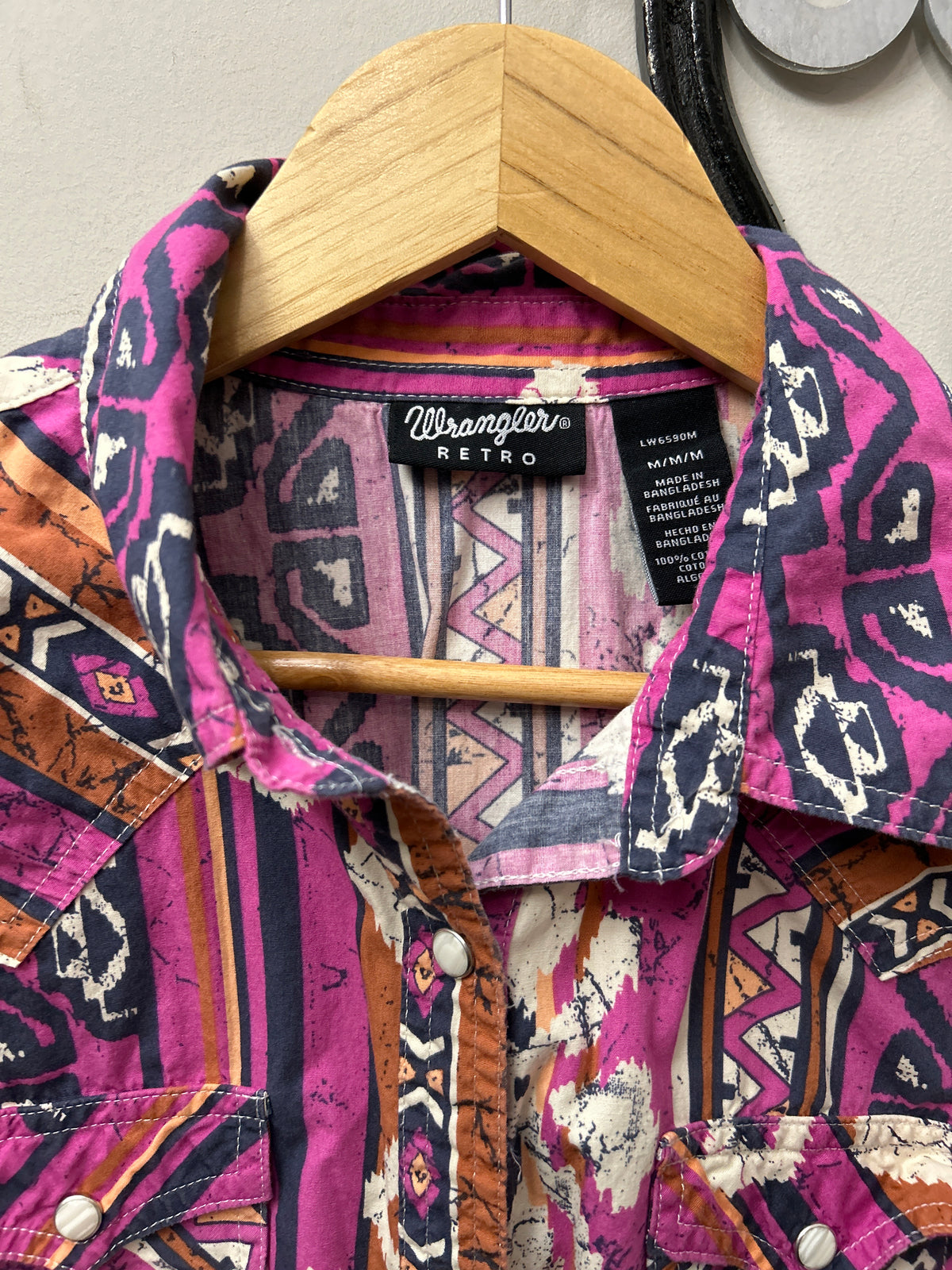 Wrangler Retro Pink Ladies Western Shirt Medium
