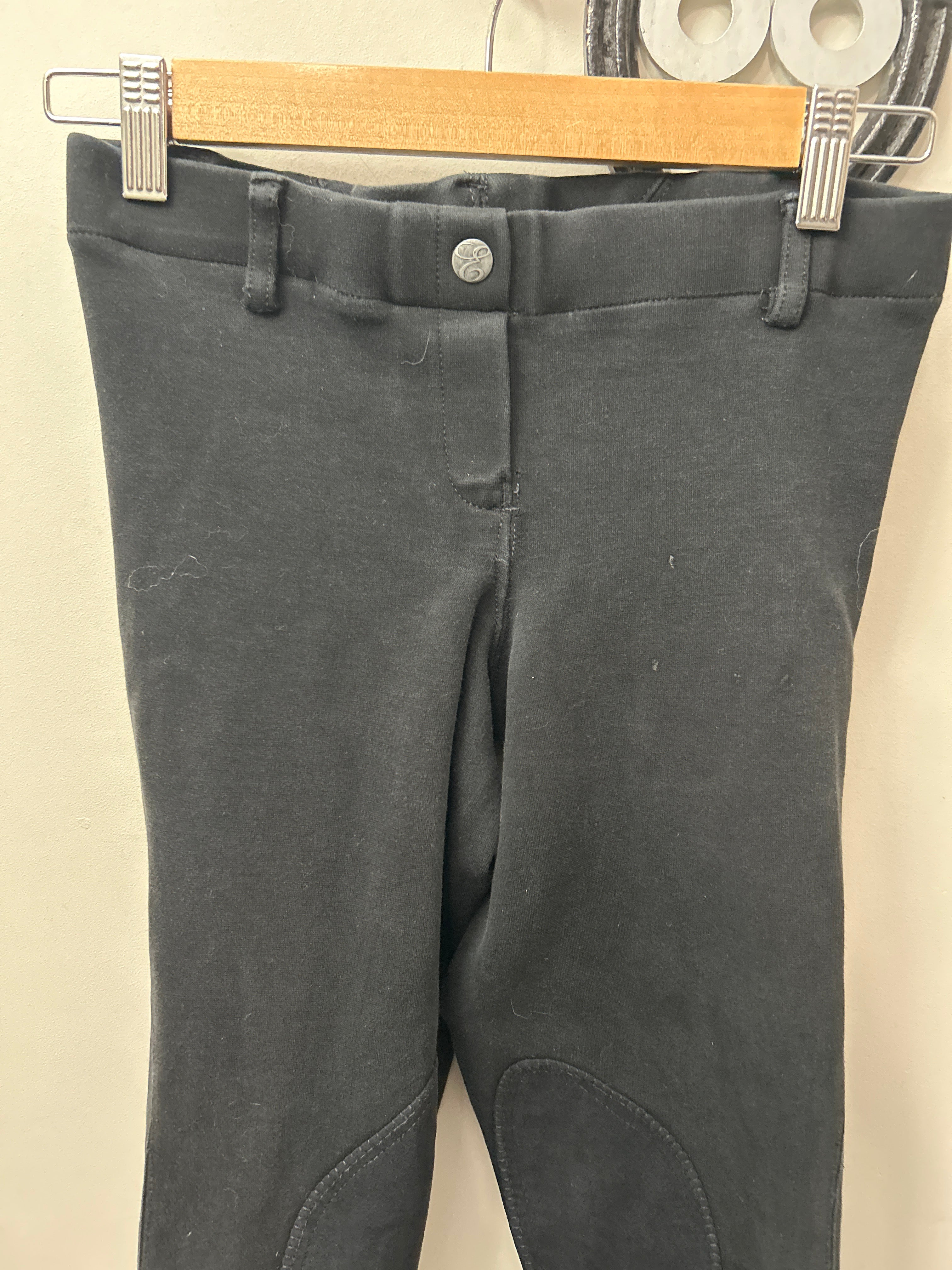 Elation Black Pull On Knee Patch Breeches 26-Breeches-Consignment-Evolution Equestrian Co.