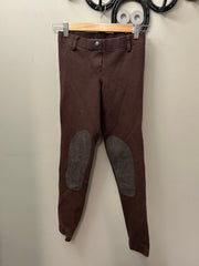 Elation Chocolate Pull On Knee Patch Breeches 26-Breeches-Consignment-Evolution Equestrian Co.