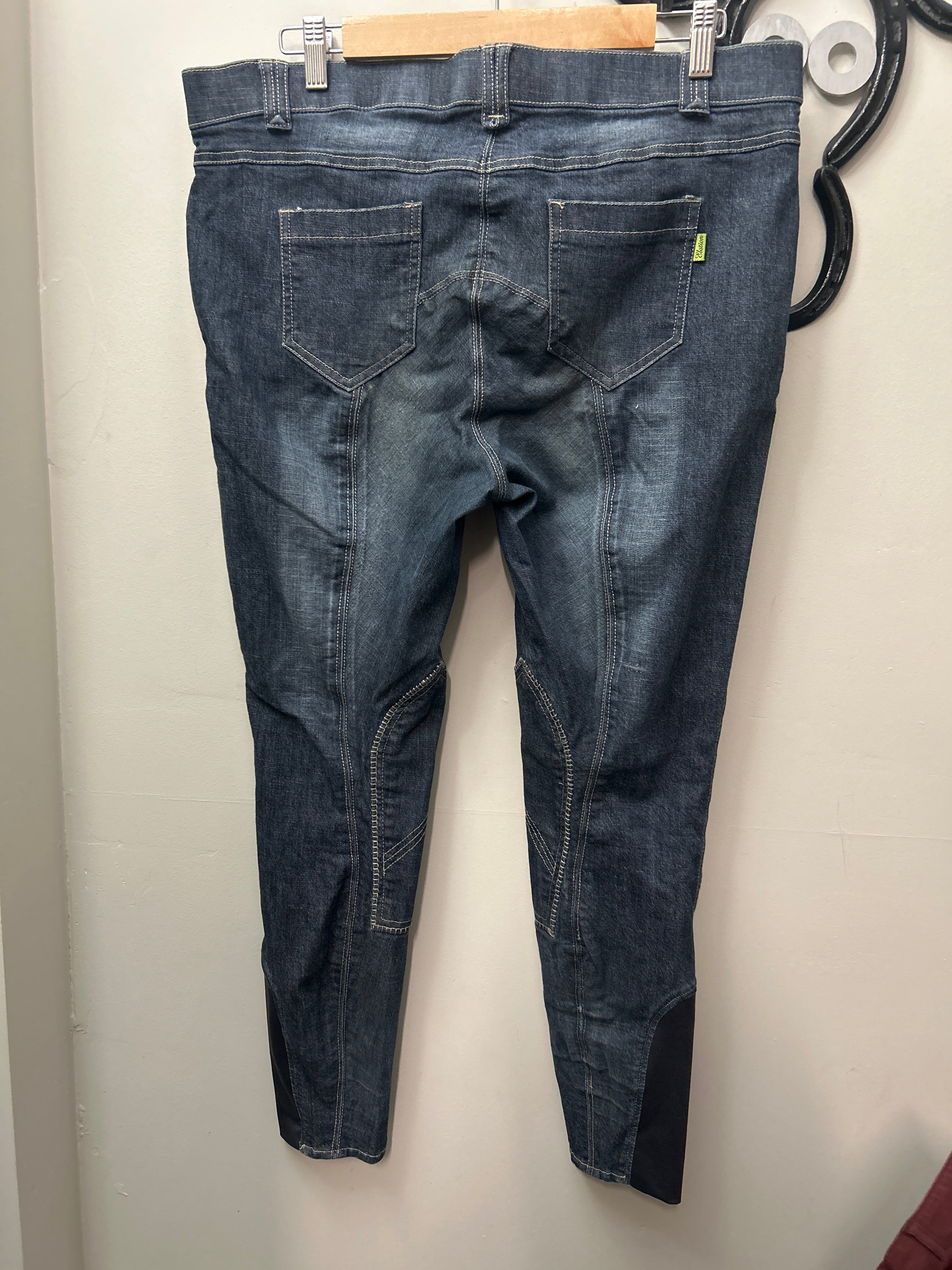 Elation Demin Knee Patch Breeches 36-Breeches-Consignment-Evolution Equestrian Co.