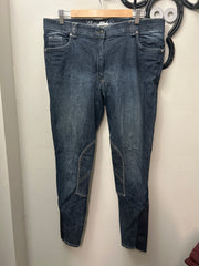 Elation Demin Knee Patch Breeches 36-Breeches-Consignment-Evolution Equestrian Co.