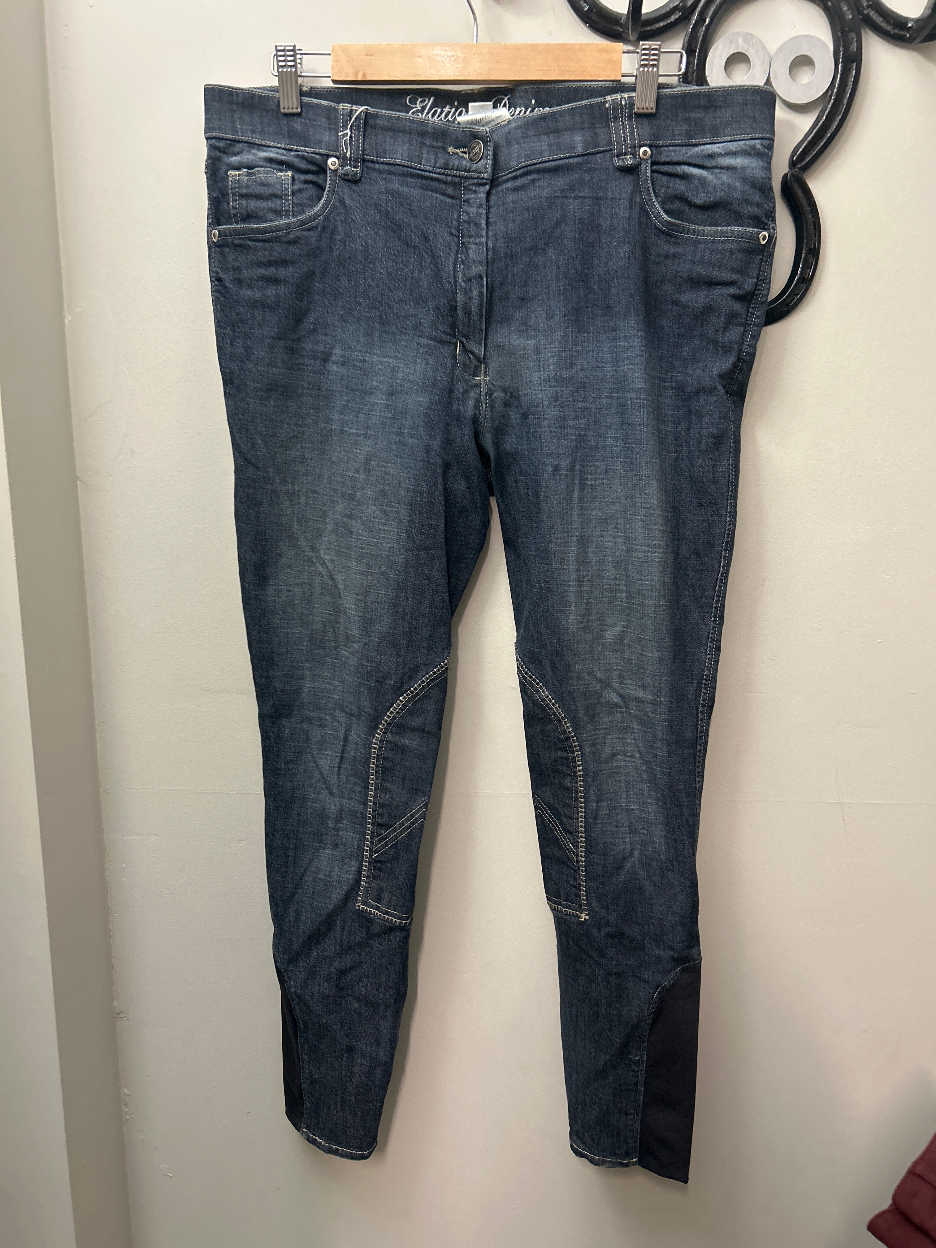 Elation Demin Knee Patch Breeches 36-Breeches-Consignment-Evolution Equestrian Co.