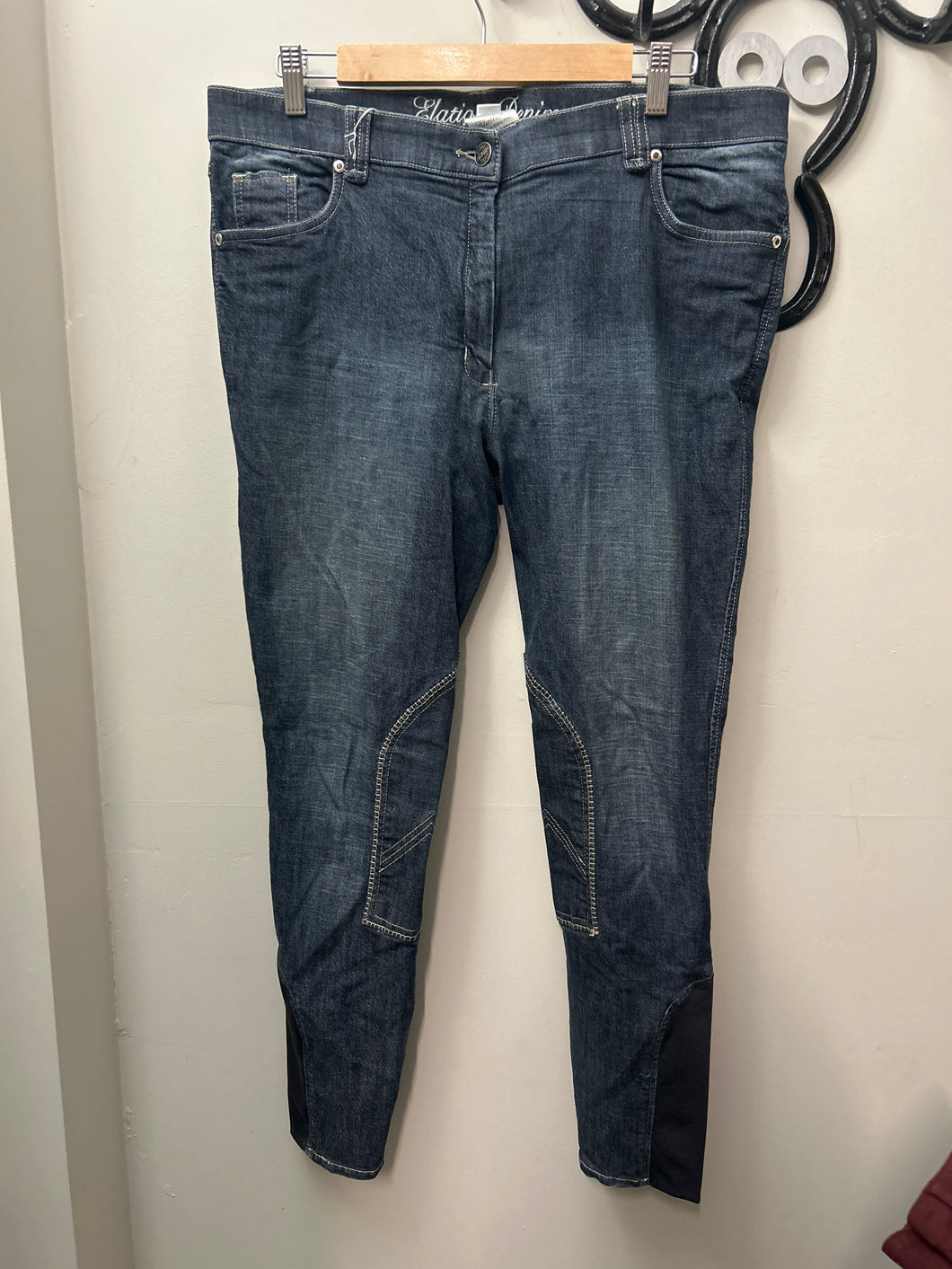 Elation Demin Knee Patch Breeches 36-Breeches-Consignment-Evolution Equestrian Co.