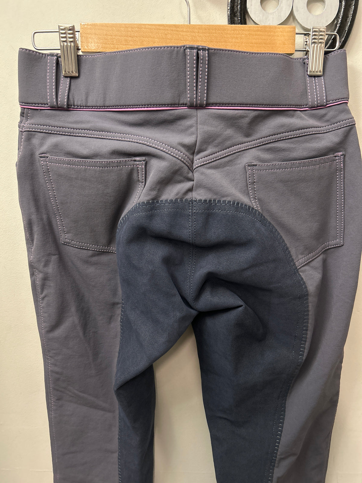 Elation Platinum Grey and Pink Full Seat 28-Breeches-Consignment-Evolution Equestrian Co.