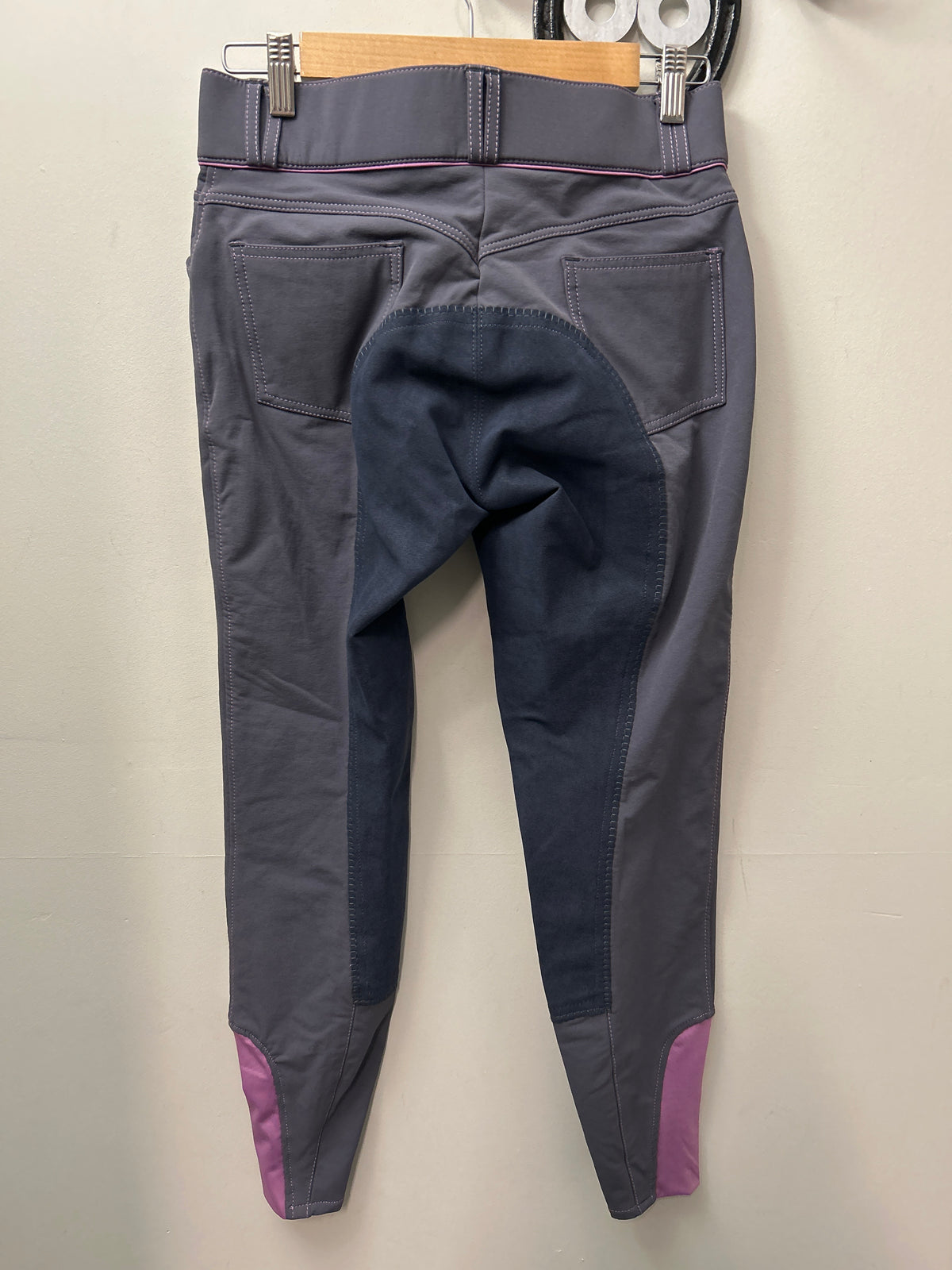Elation Platinum Grey and Pink Full Seat 28-Breeches-Consignment-Evolution Equestrian Co.