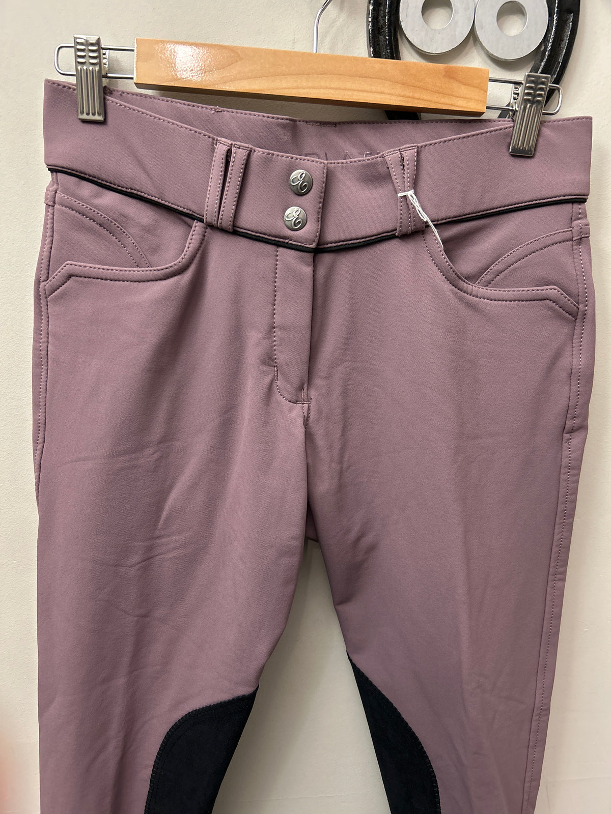 Elation Platinum Plum Knee Patch Breeches 28-Breeches-Consignment-Evolution Equestrian Co.