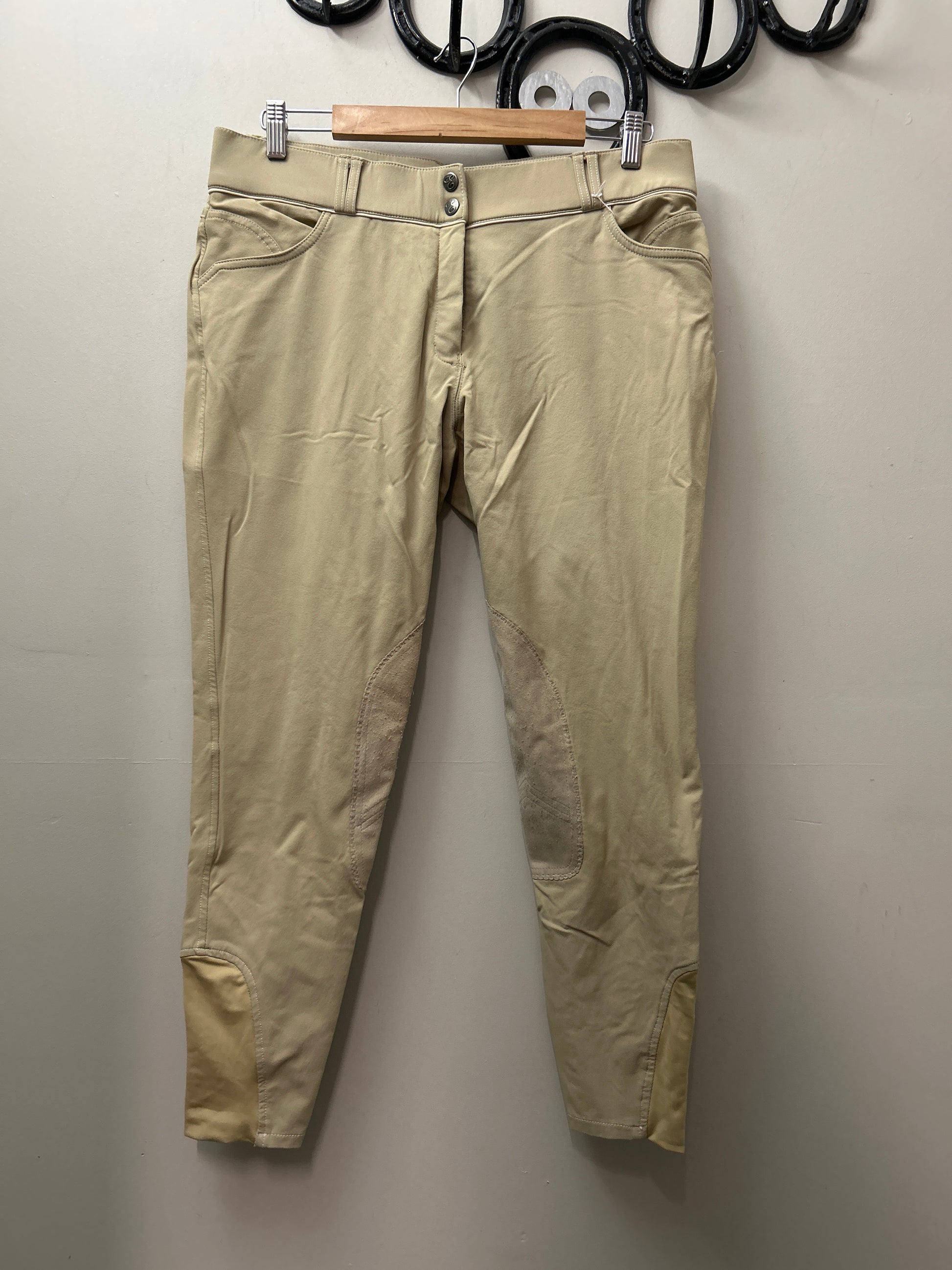 Elation Platinum Tan Breeches 34R-Breeches-Consignment-Evolution Equestrian Co.