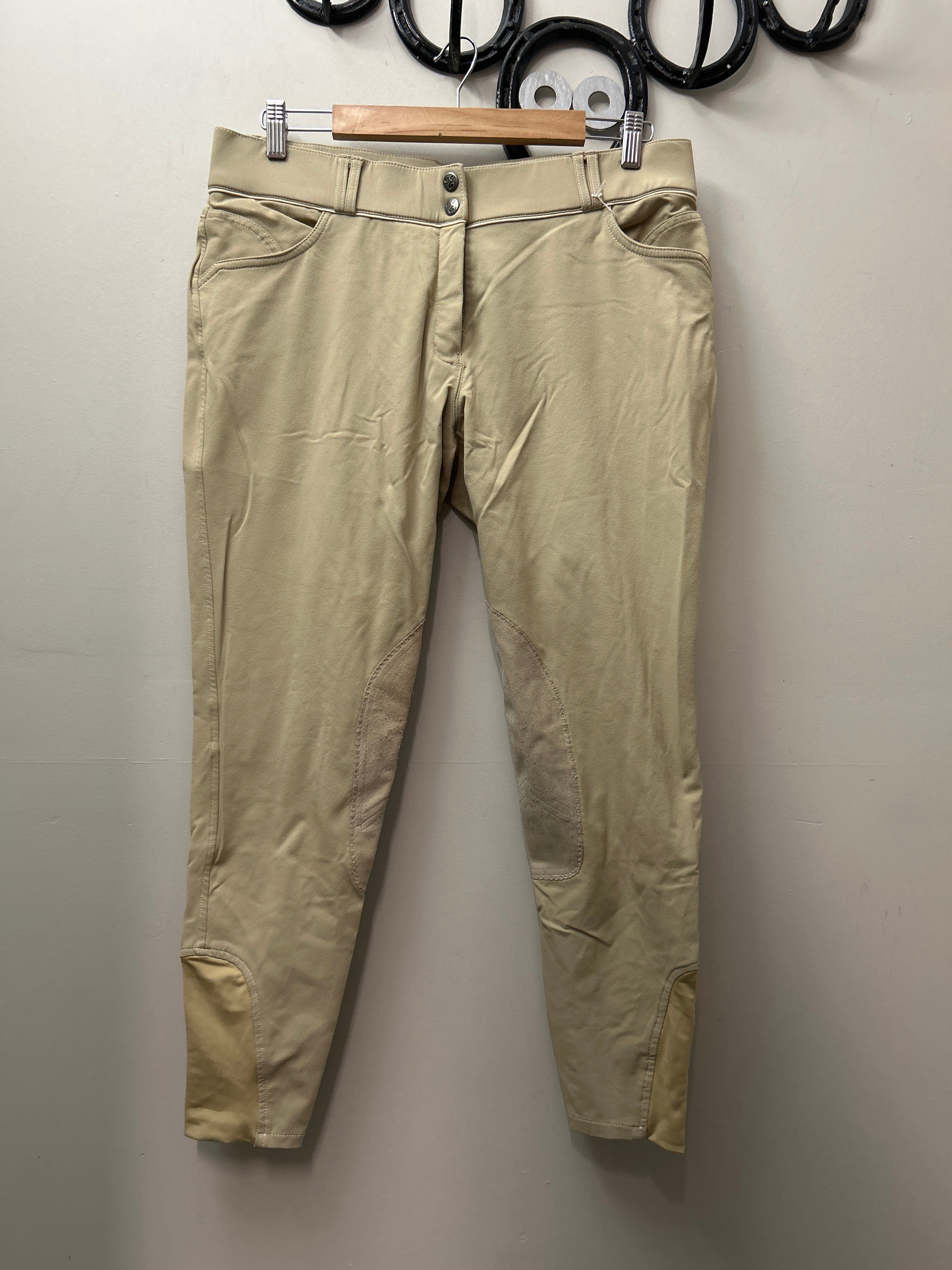 Elation Platinum Tan Breeches 34R-Breeches-Consignment-Evolution Equestrian Co.
