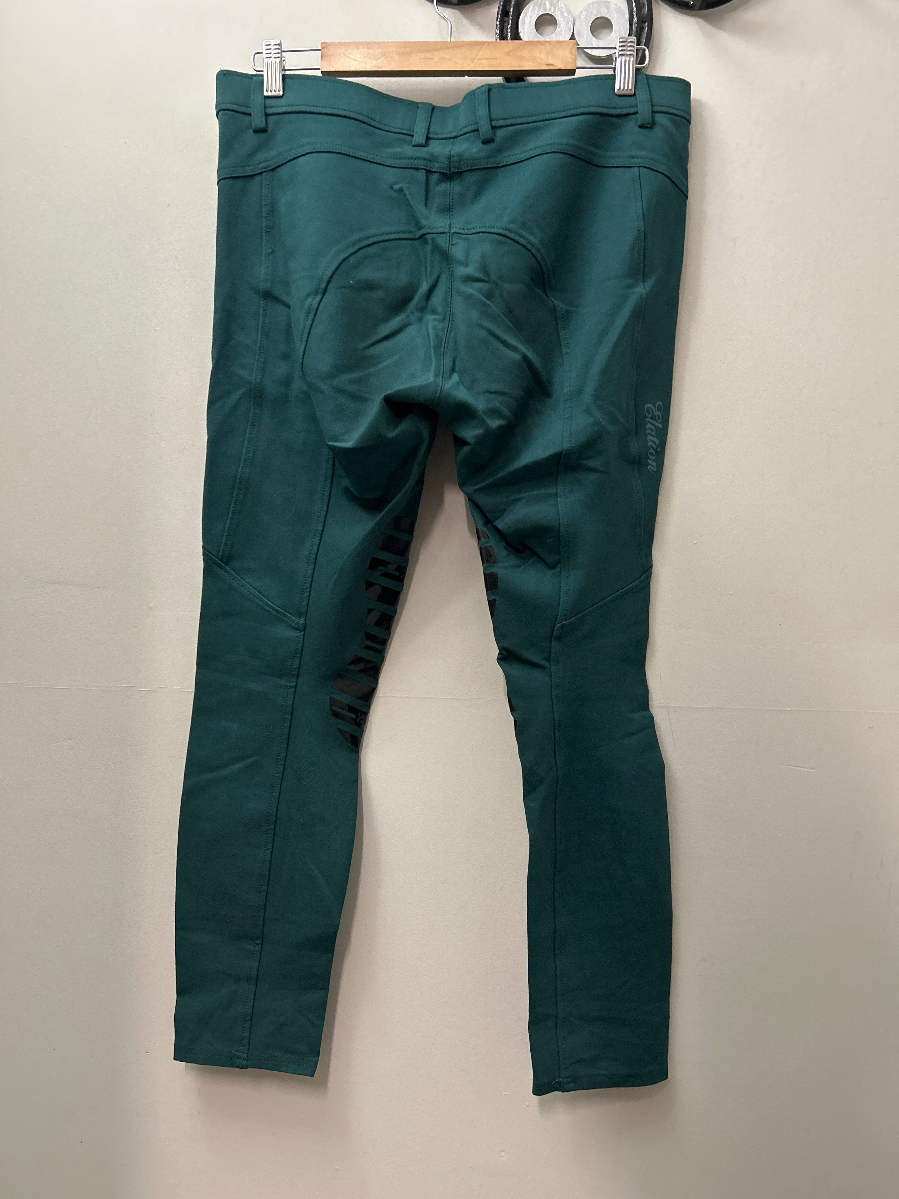 Elation Red Label Sport Emerald Green Breeches XLarge-Breeches-Consignment-Evolution Equestrian Co.