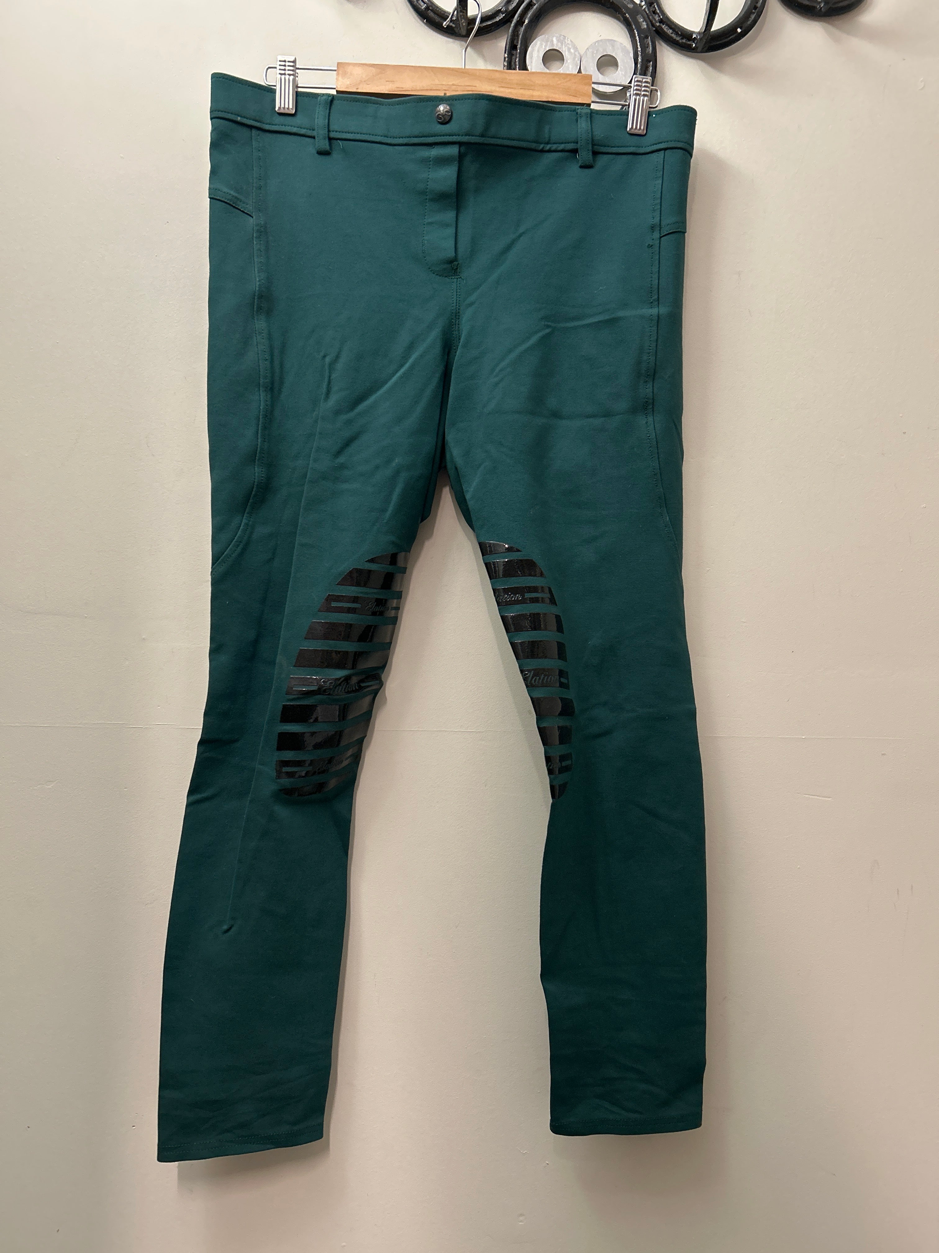 Elation Red Label Sport Emerald Green Breeches XLarge-Breeches-Consignment-Evolution Equestrian Co.