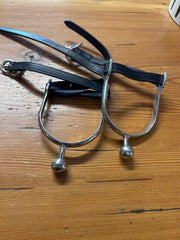 English Ball Spurs with Leather Straps-English Spurs-Consignment-Evolution Equestrian Co.