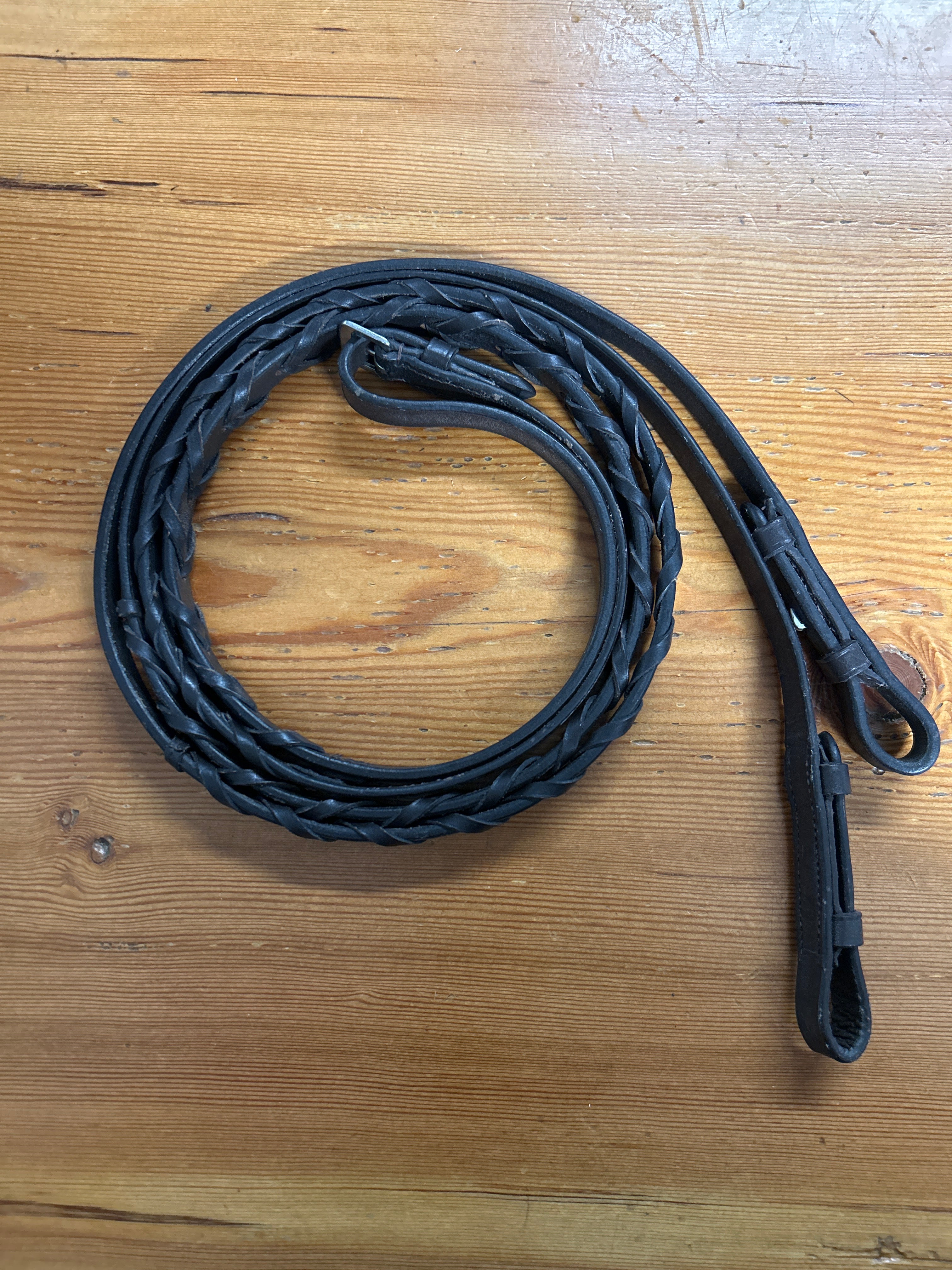 English Laced Hunter Reins Brown-English Reins-Consignment-Evolution Equestrian Co.