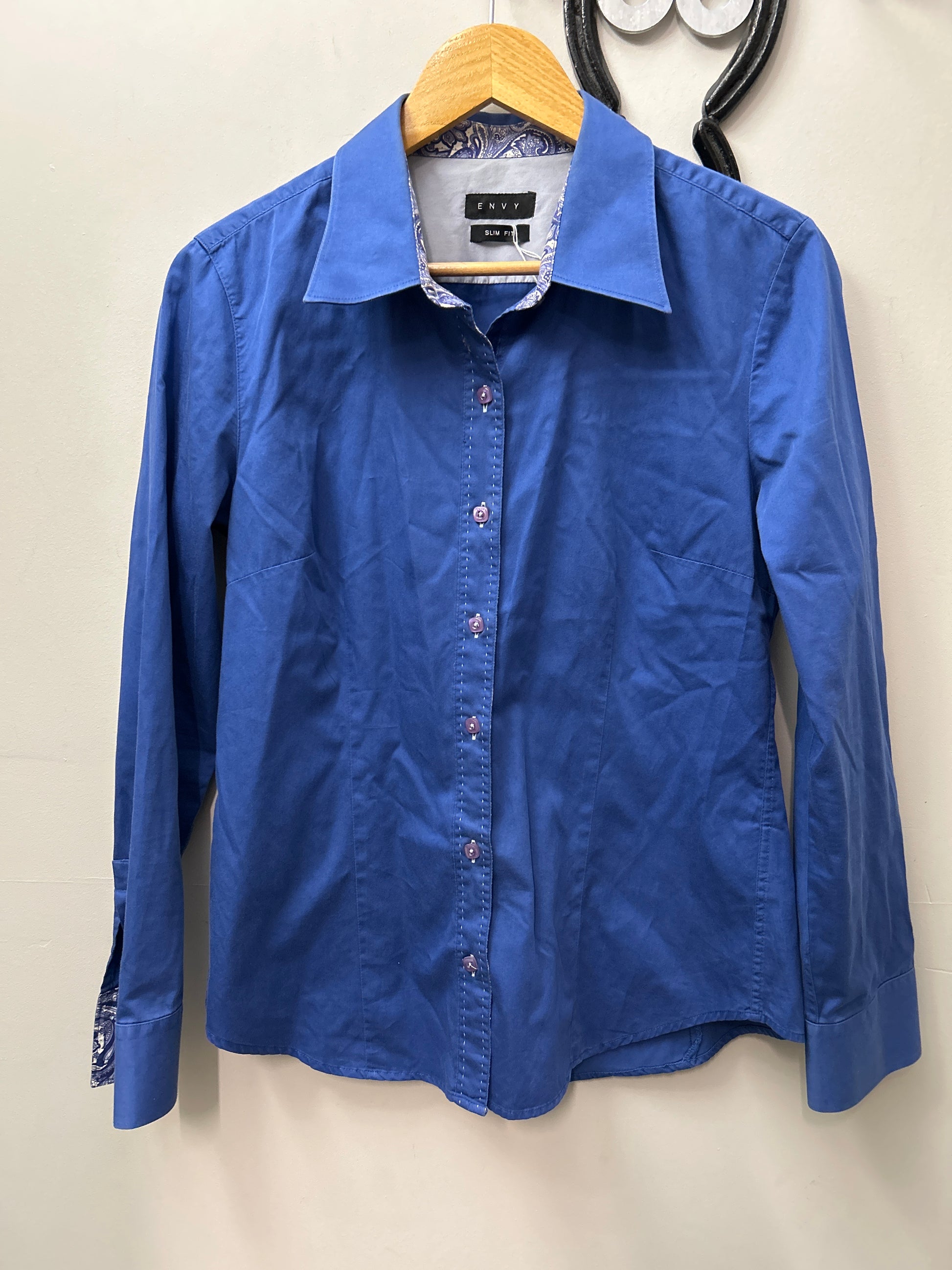 Envy Western Shirt Blue Medium-Western Shirt-Consignment-Evolution Equestrian Co.