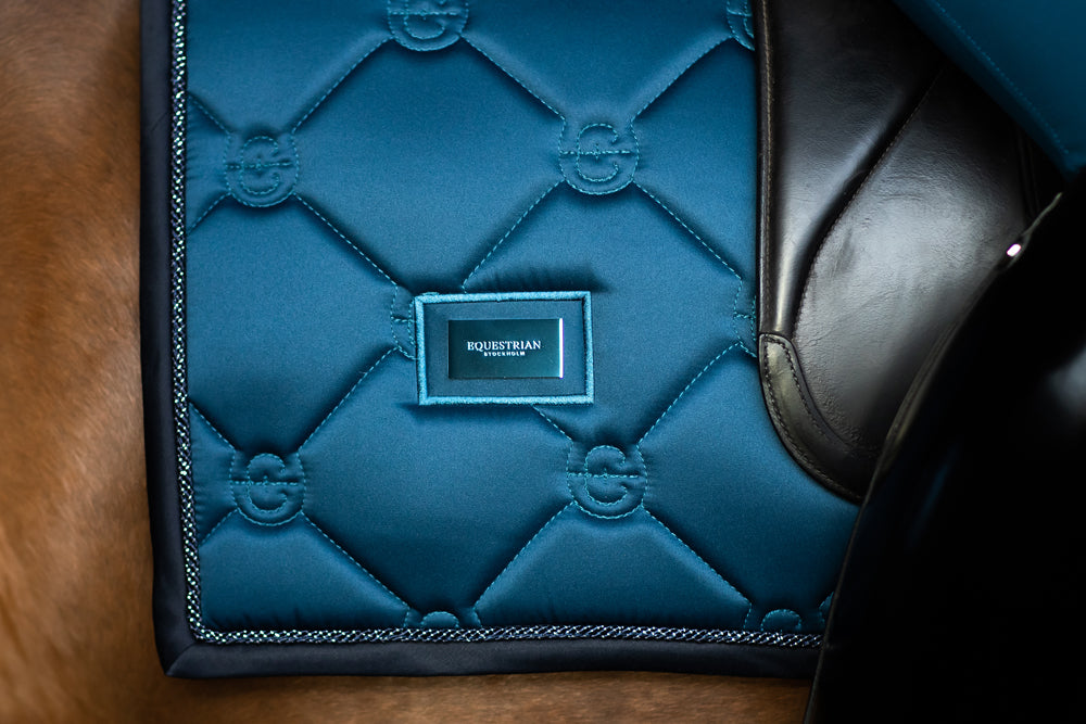 Equestrian Stockholm Blue Meadow Saddle Pad-English Saddle Pad-Consignment-Evolution Equestrian Co.
