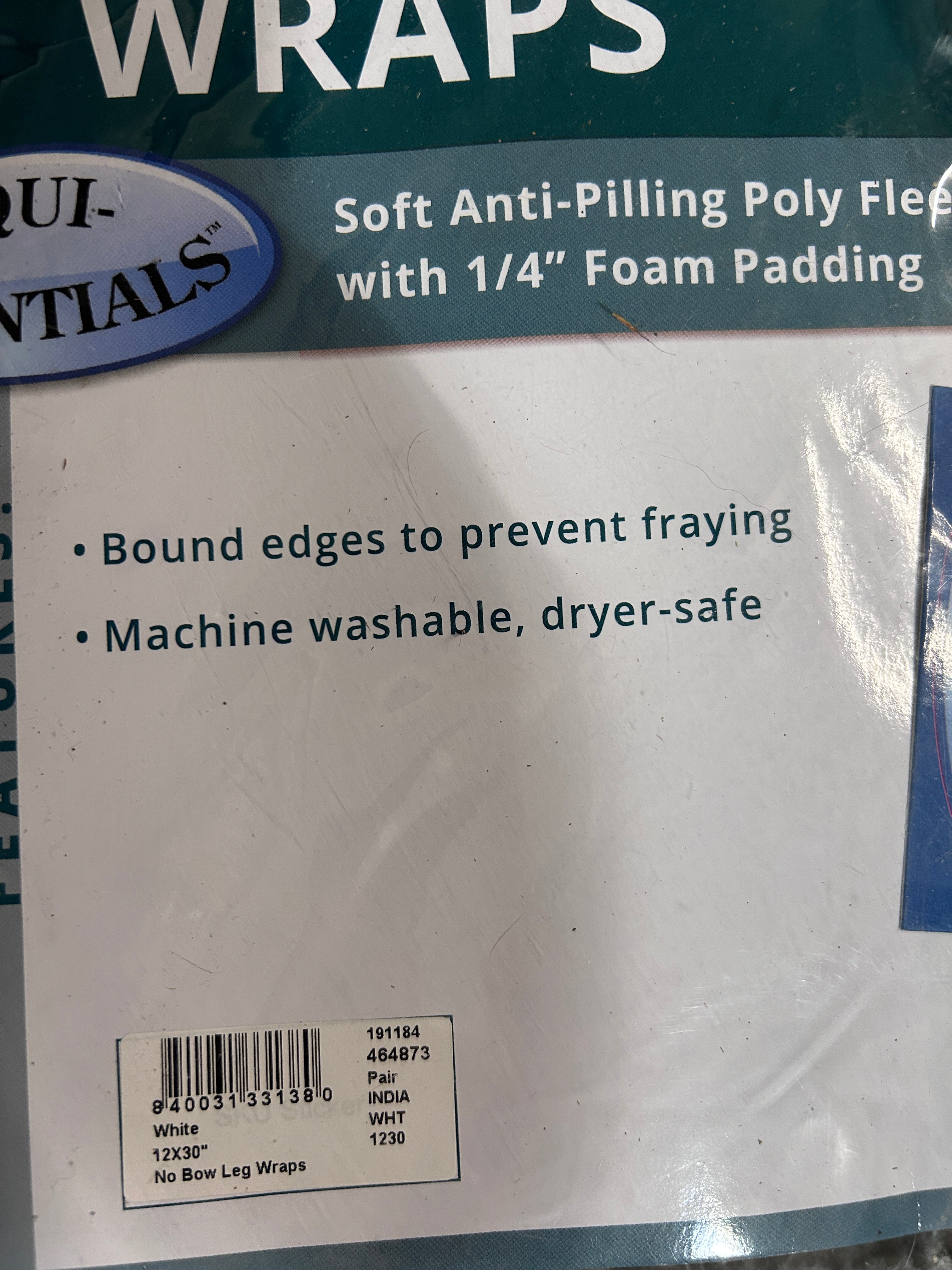 Equi-Essentials No Bow Wraps 12"-Horse Leg Wraps-Consignment-Evolution Equestrian Co.