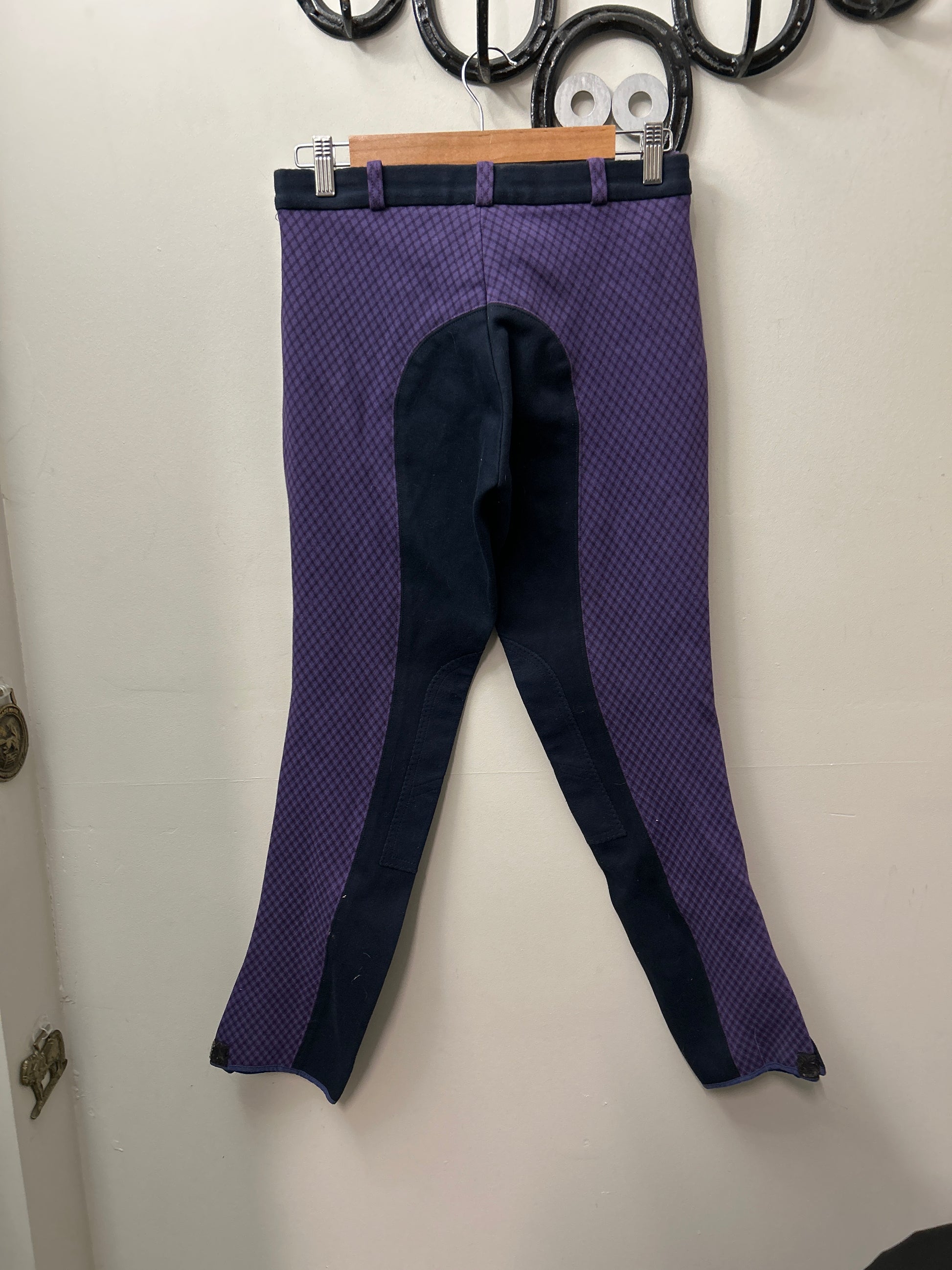 Equigear Purple Plaid Breeches 30-Breeches-Consignment-Evolution Equestrian Co.