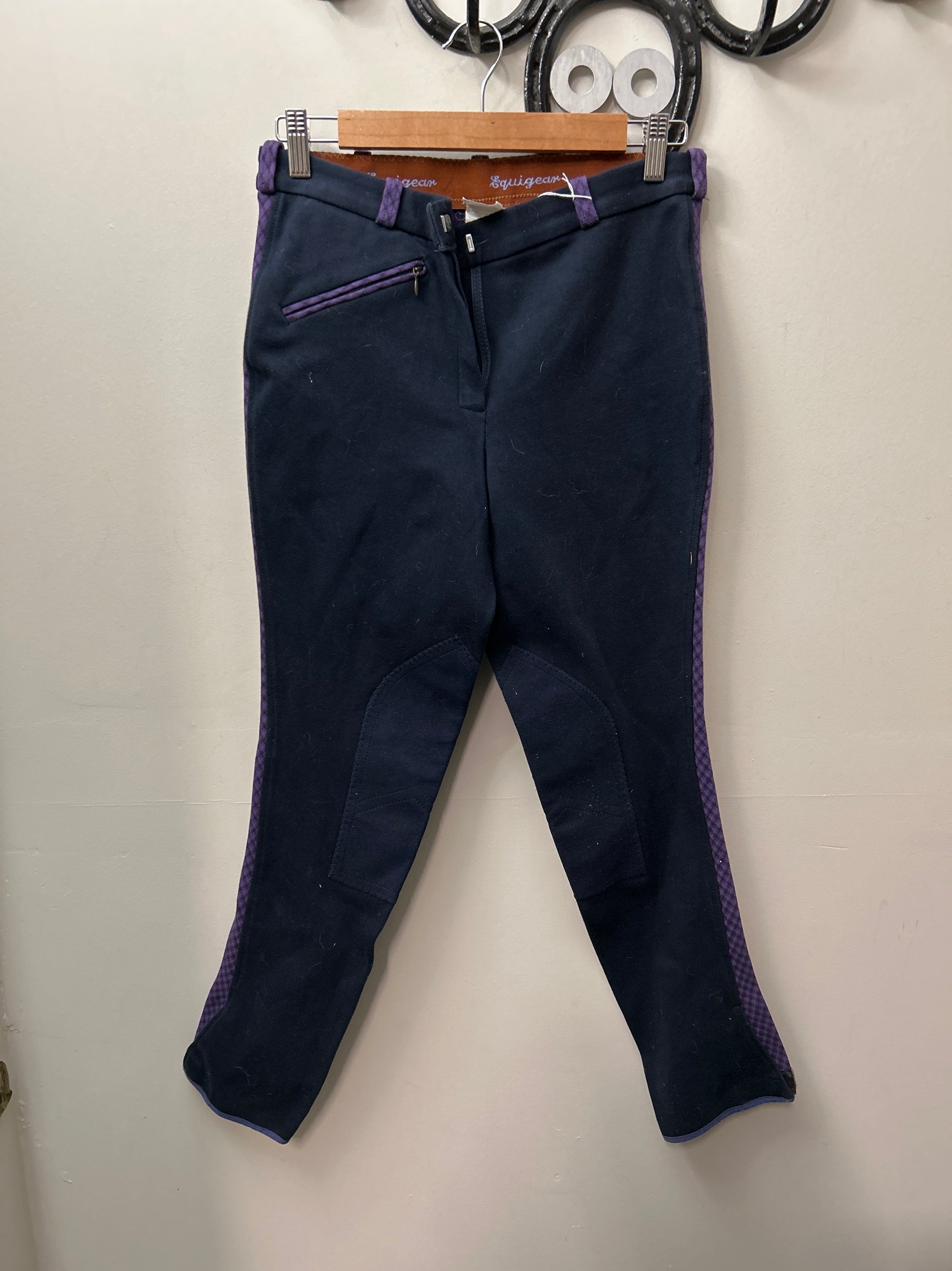 Equigear Purple Plaid Breeches 30-Breeches-Consignment-Evolution Equestrian Co.