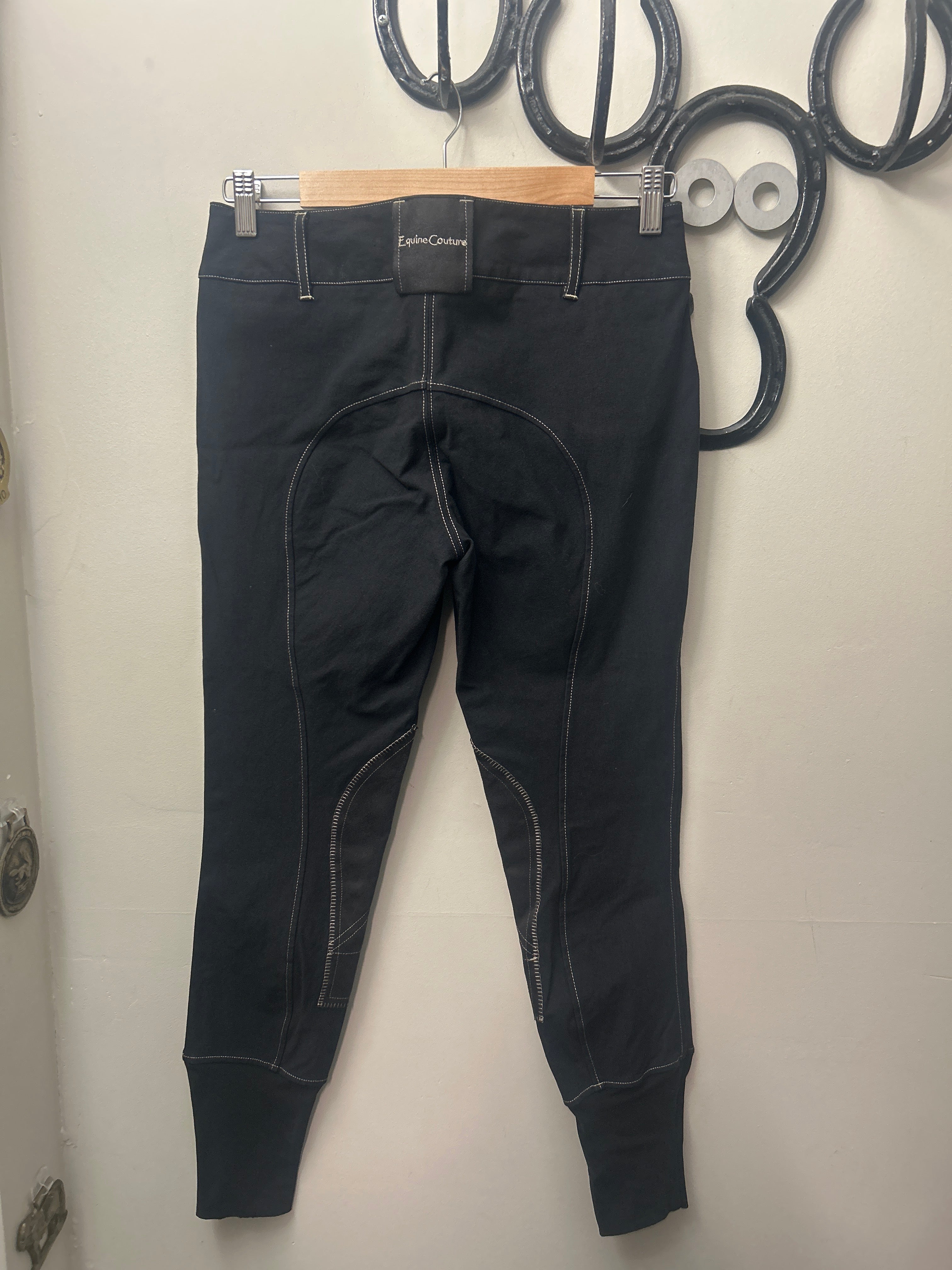 Equine Couture Black Knee Patch Breeches 28-Breeches-Consignment-Evolution Equestrian Co.