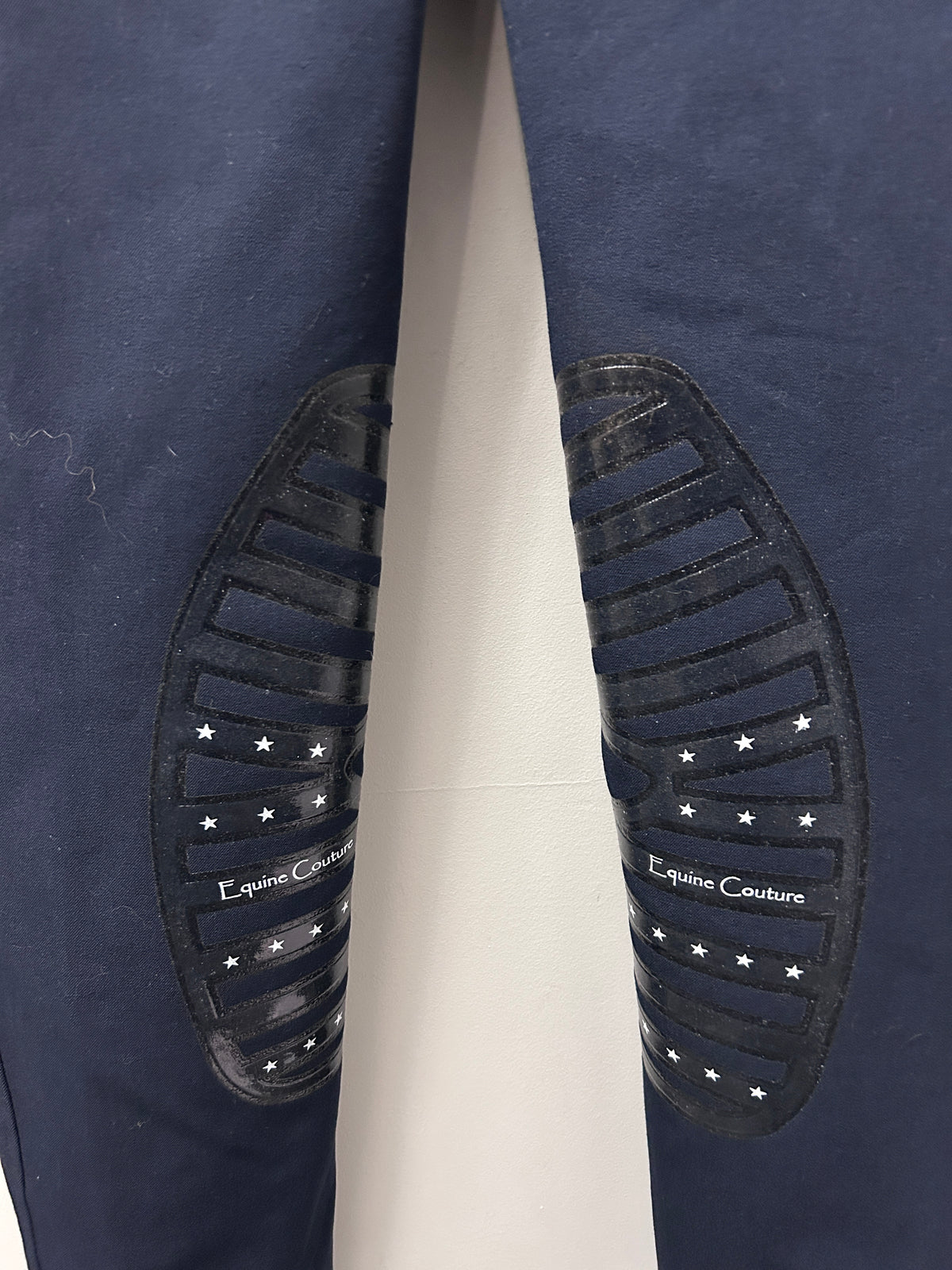 Equine Couture Navy Knee Patch Breeches 28-Breeches-Consignment-Evolution Equestrian Co.