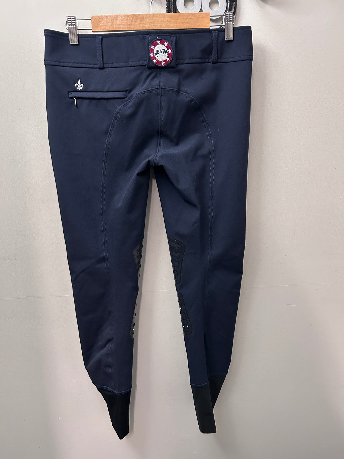 Equine Couture Navy Knee Patch Breeches 28-Breeches-Consignment-Evolution Equestrian Co.