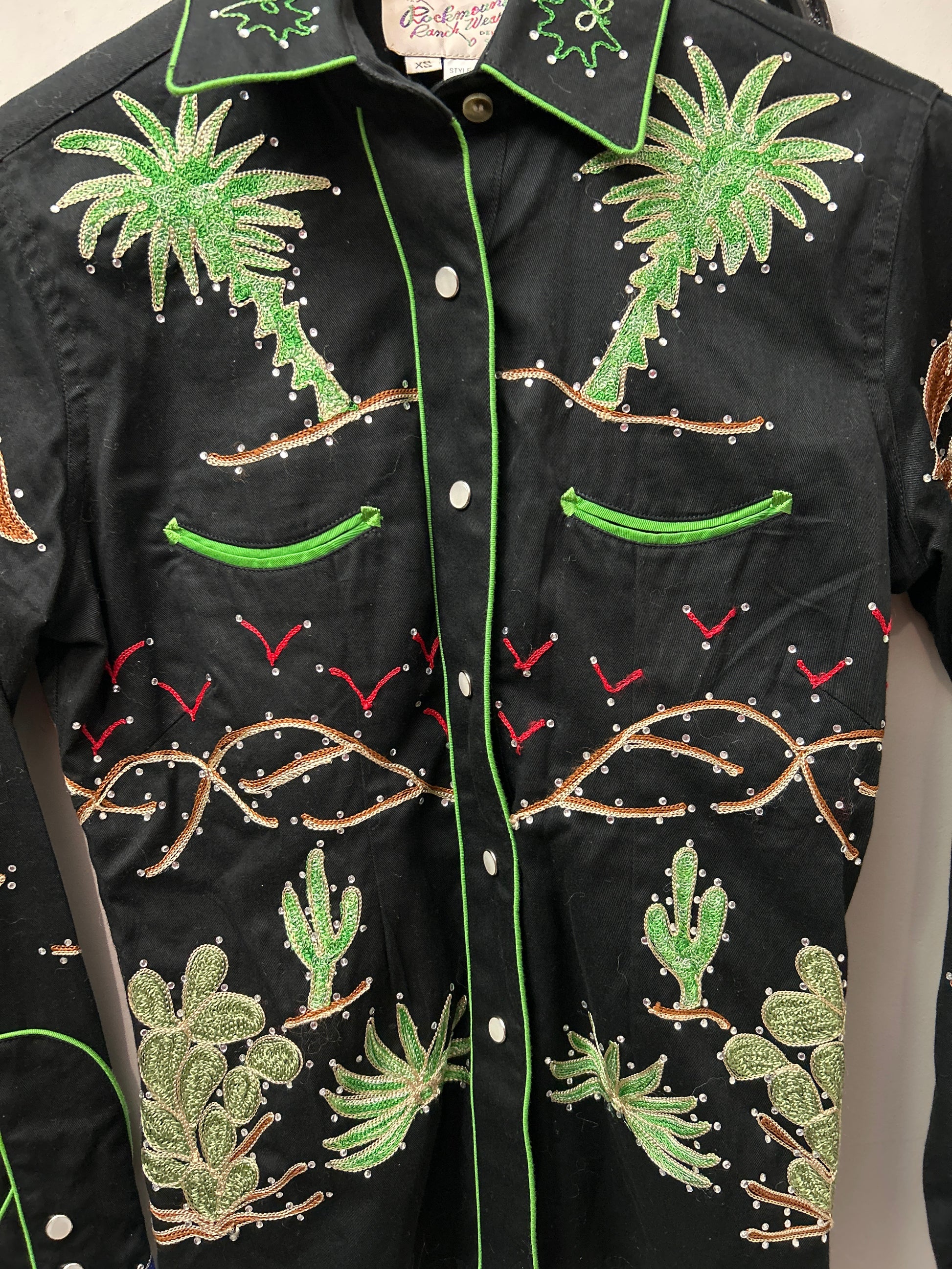 Women's Embroidered Western Shirt XS Black-Western Shirt-Consignment-Evolution Equestrian Co.