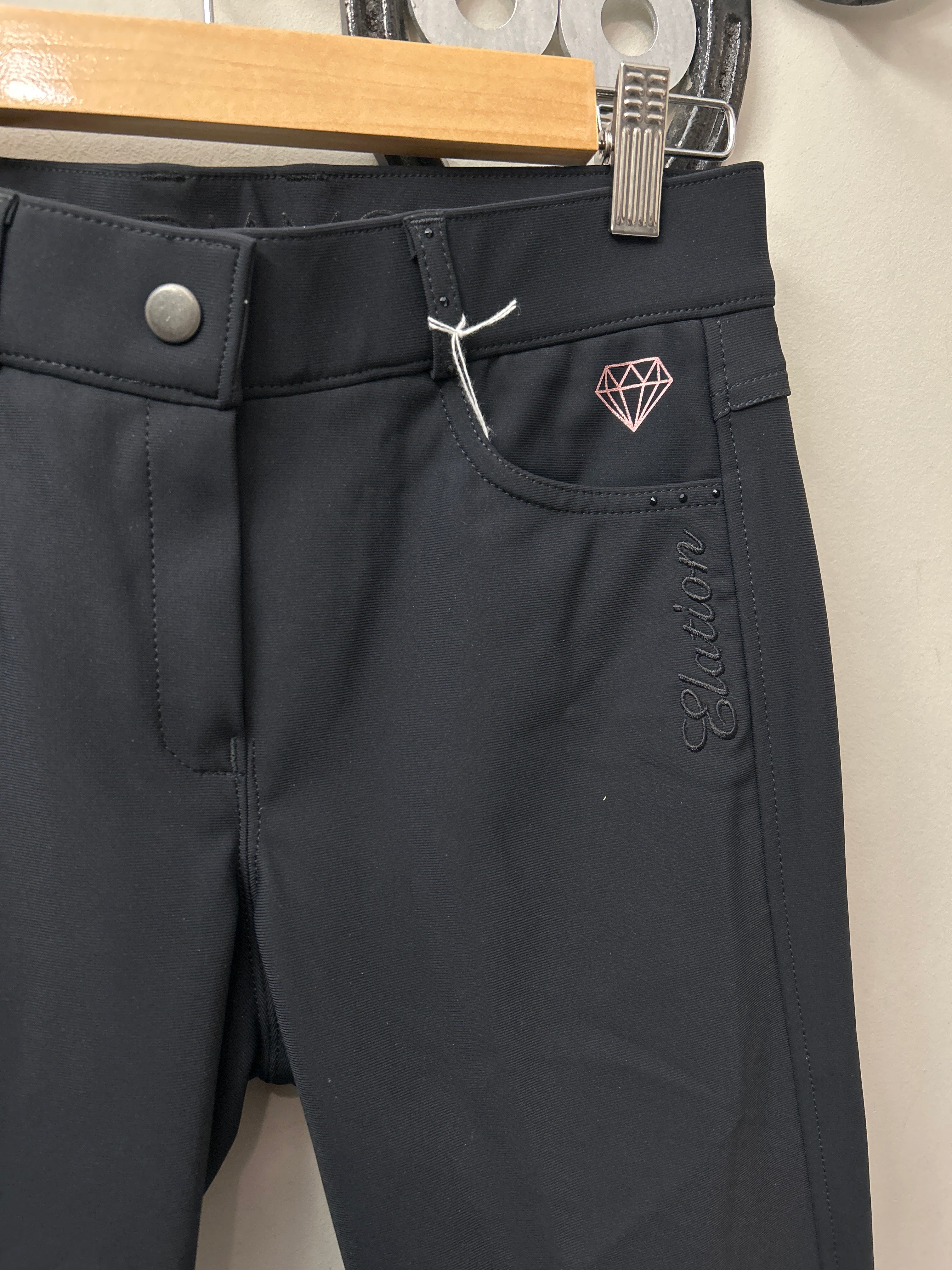 Elation Diamond Black Knee Patch Breeches 28