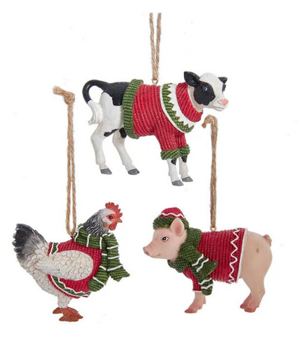 Farm Animals in Sweaters Ornaments-Christmas-Can Pro Equestrian Supply-Cow-Evolution Equestrian Co.