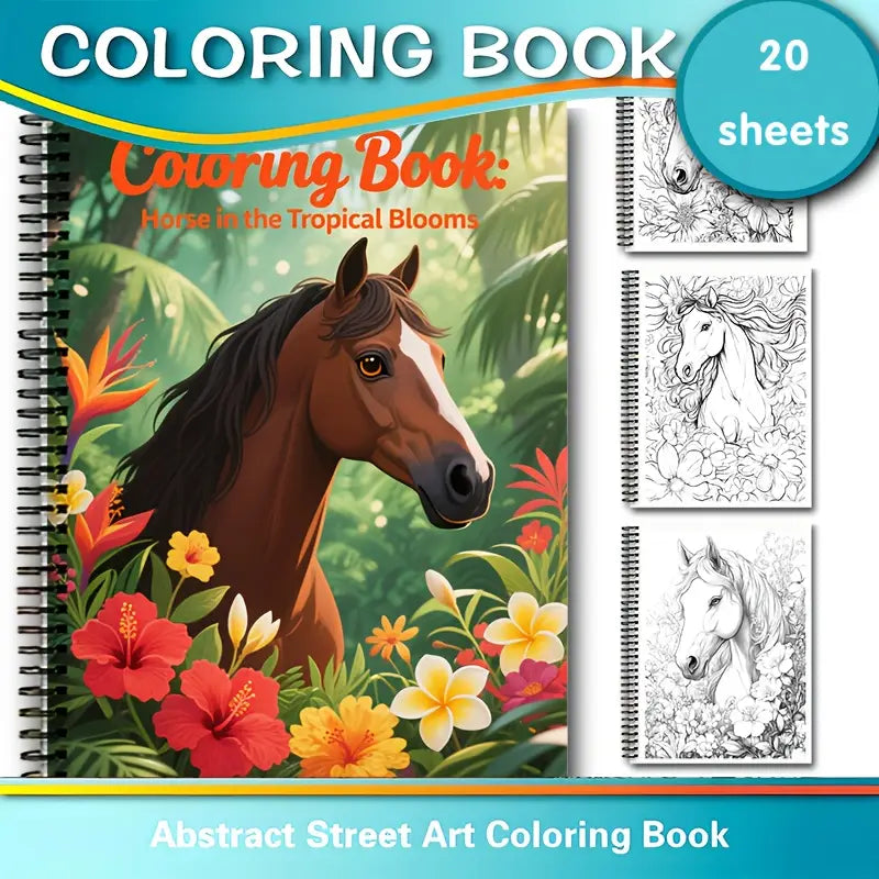 Floral Horse Coloring Book-Colouring Book-Evolution Equestrian Co.-Evolution Equestrian Co.