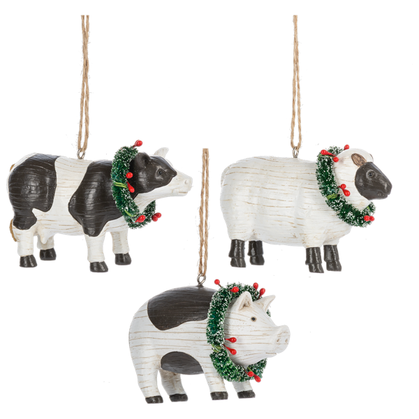 Folk Art Farm Animal Ornaments-Christmas-Can Pro Equestrian Supply-Cow-Evolution Equestrian Co.