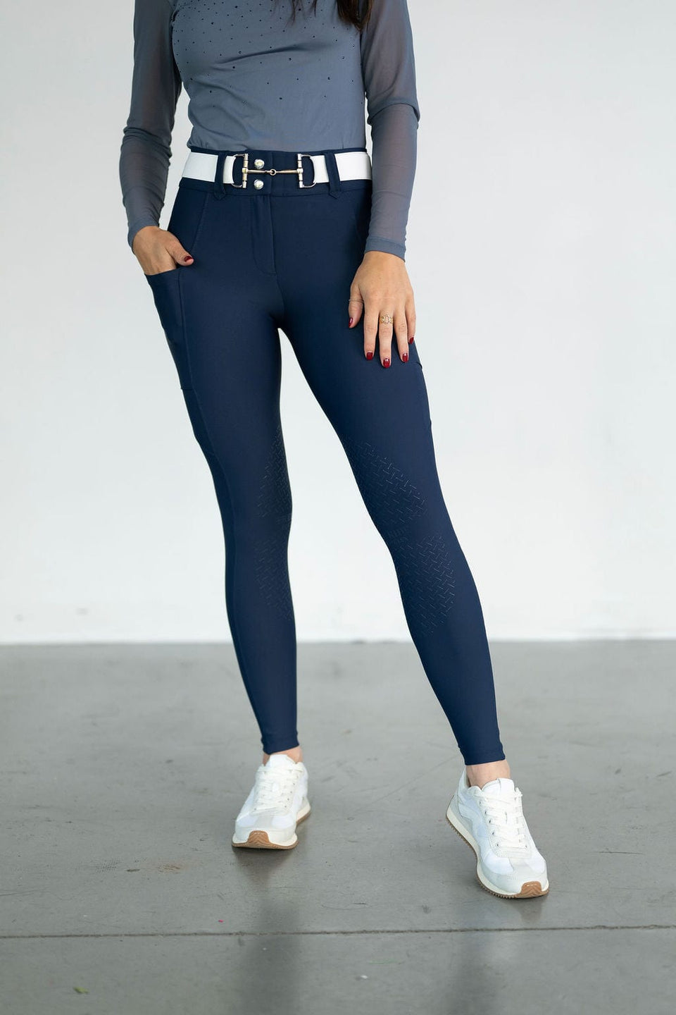 Free Ride Equestrian Navy Riding Tights Small-Breeches-Consignment-Evolution Equestrian Co.